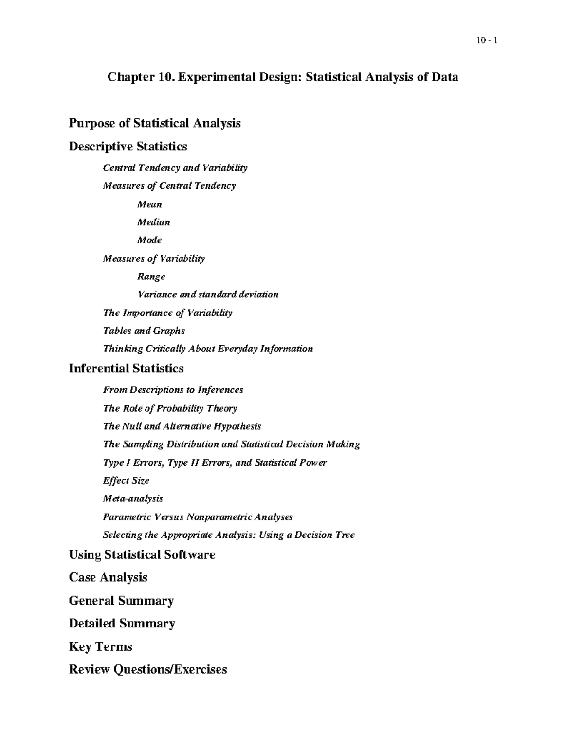 Ch10: Statistical Analysis in Experimental Design - Concepts & Methods ...