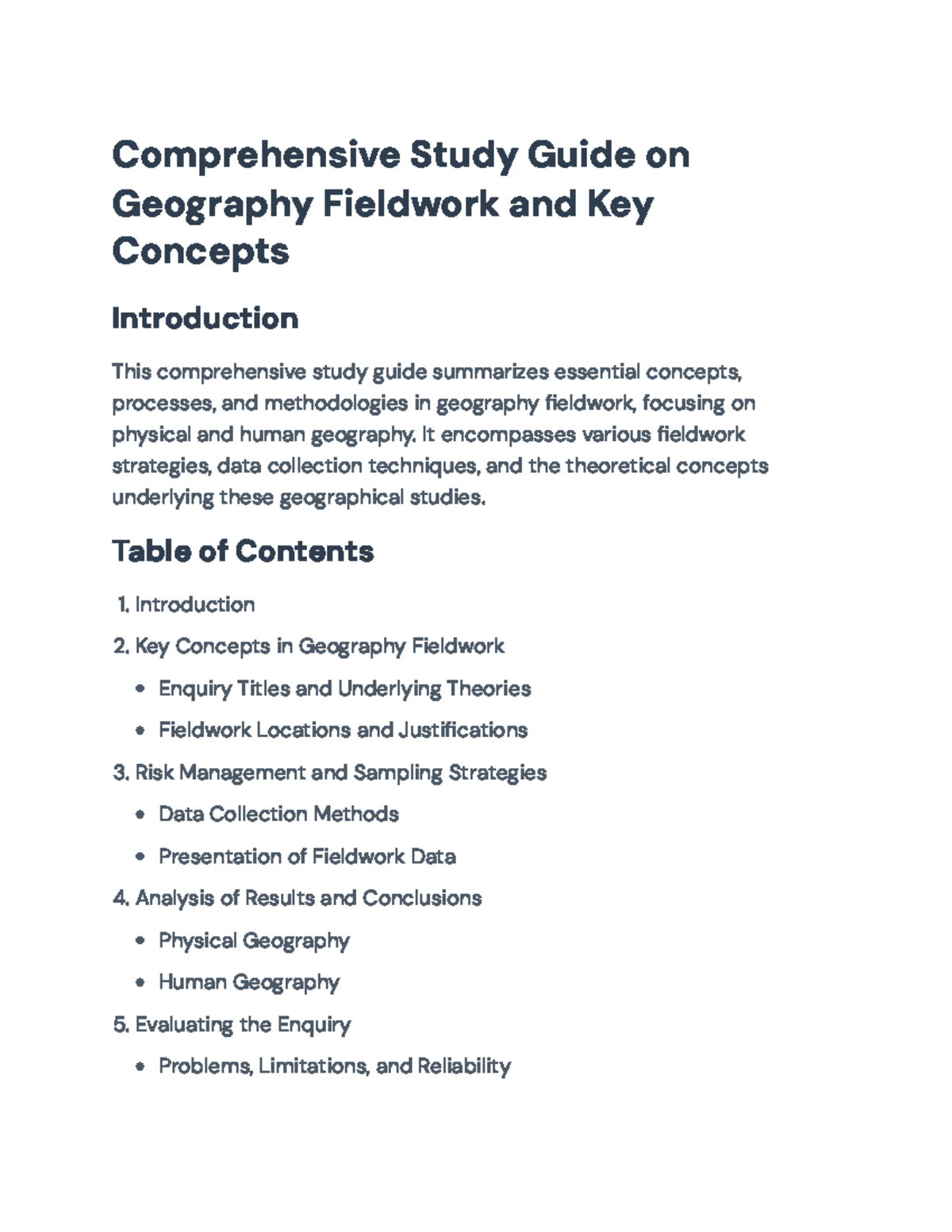 Geography Fieldwork Study Guide: Key Concepts and Strategies ...