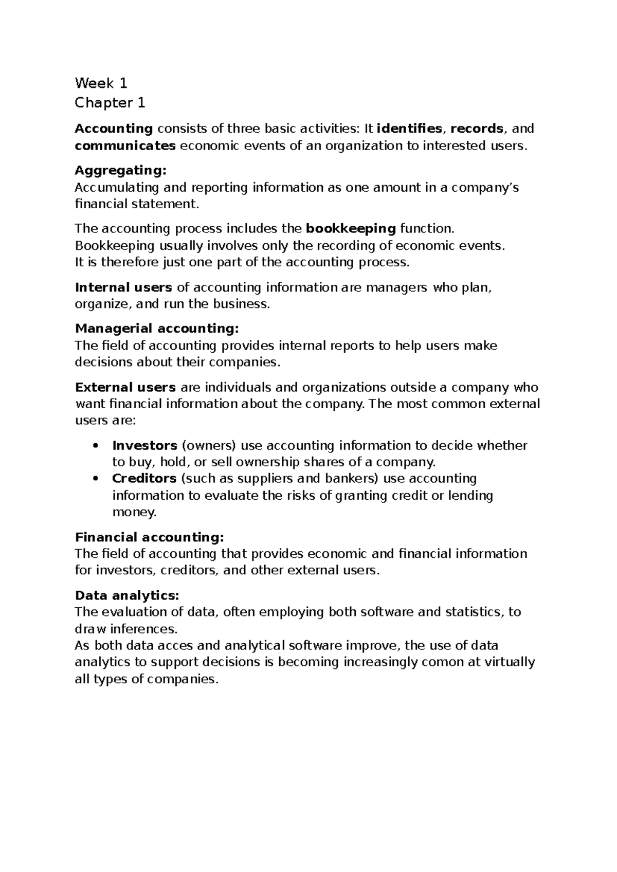 Week 1 Chapter 1 Accounting Overview and Key Concepts - Studeersnel