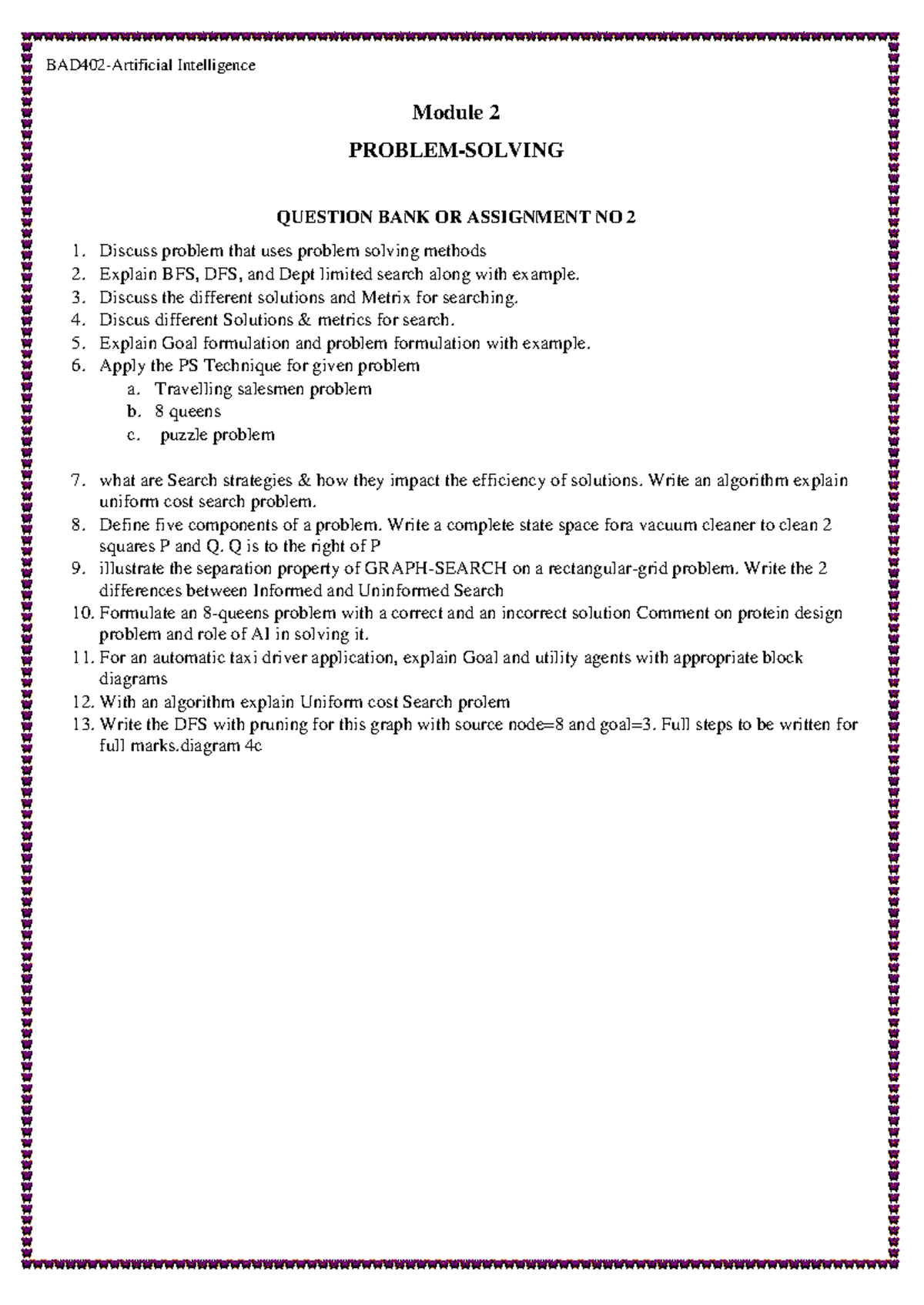 AI BAD402 M2 - Lecture Notes: Problem Solving & Search Strategies - Studocu