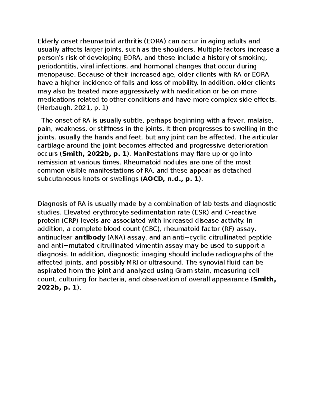 EORA: Understanding Elderly Onset Rheumatoid Arthritis and Its Impacts ...