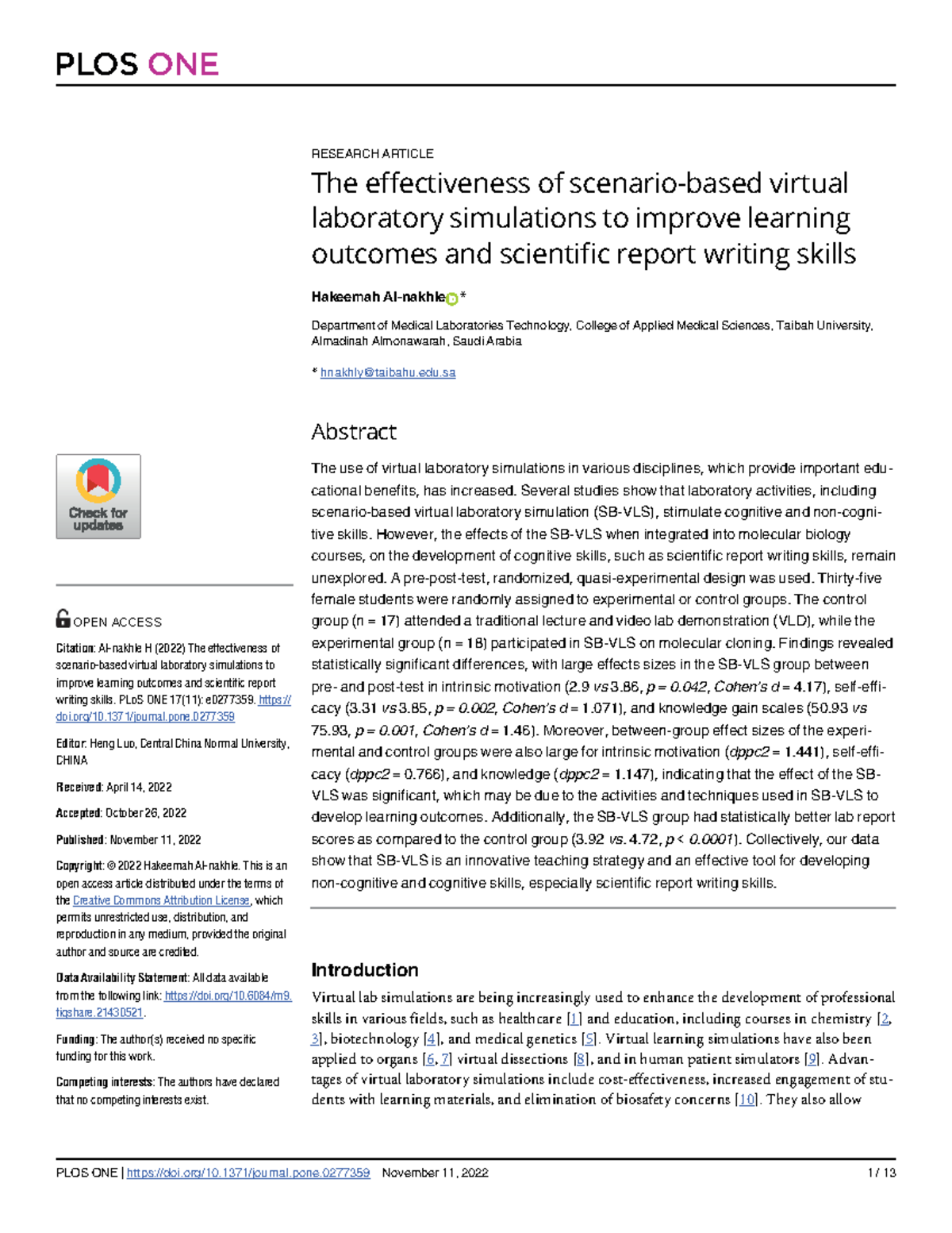 The Effectiveness of Virtual Lab Simulations in Enhancing Learning ...