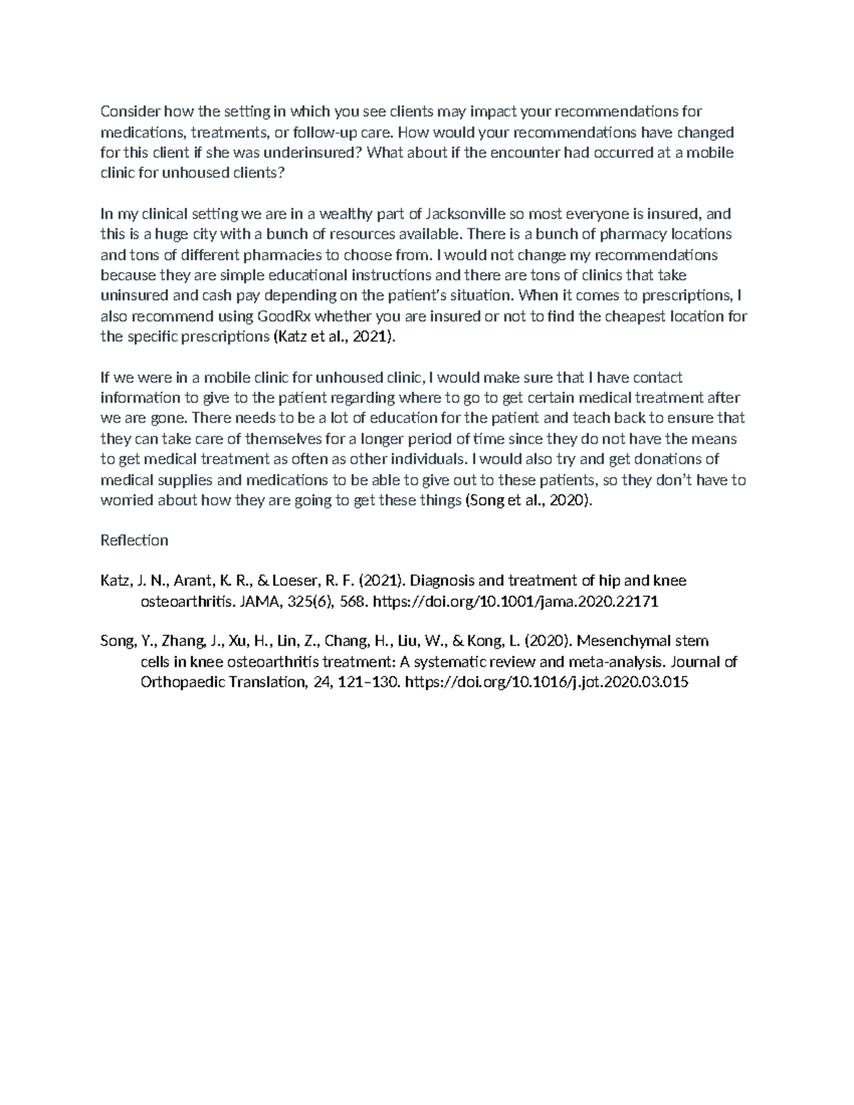 Week 7: Reflection on Client Care in Varying Settings - Studocu