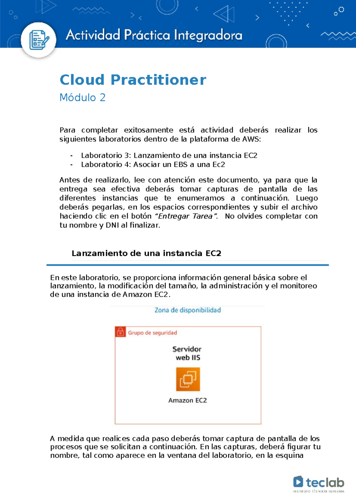 API Practitioner M2 - Laboratorios de EC2 y EBS en AWS - Studocu