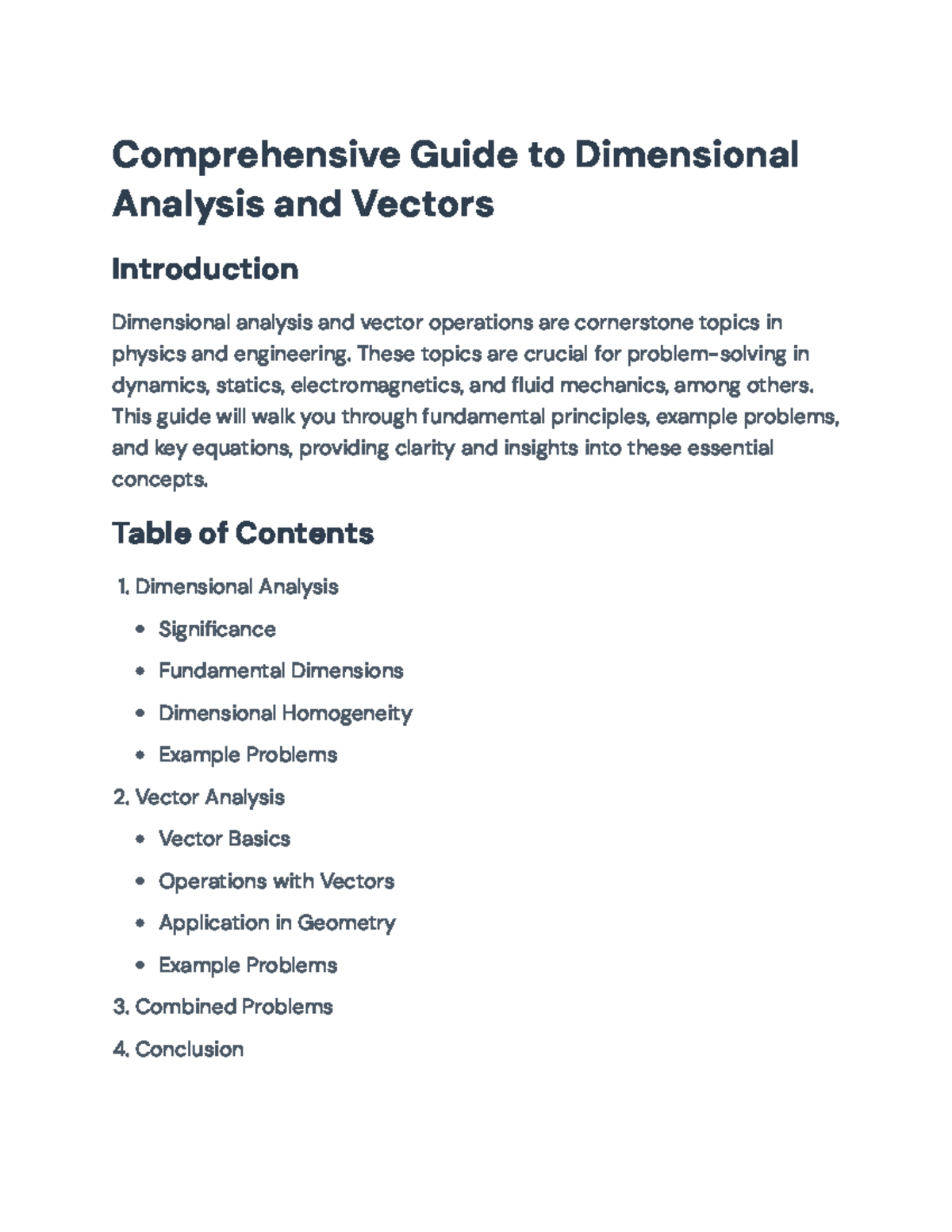 Dimensional Analysis and Vector Operations: A Comprehensive Guide ...