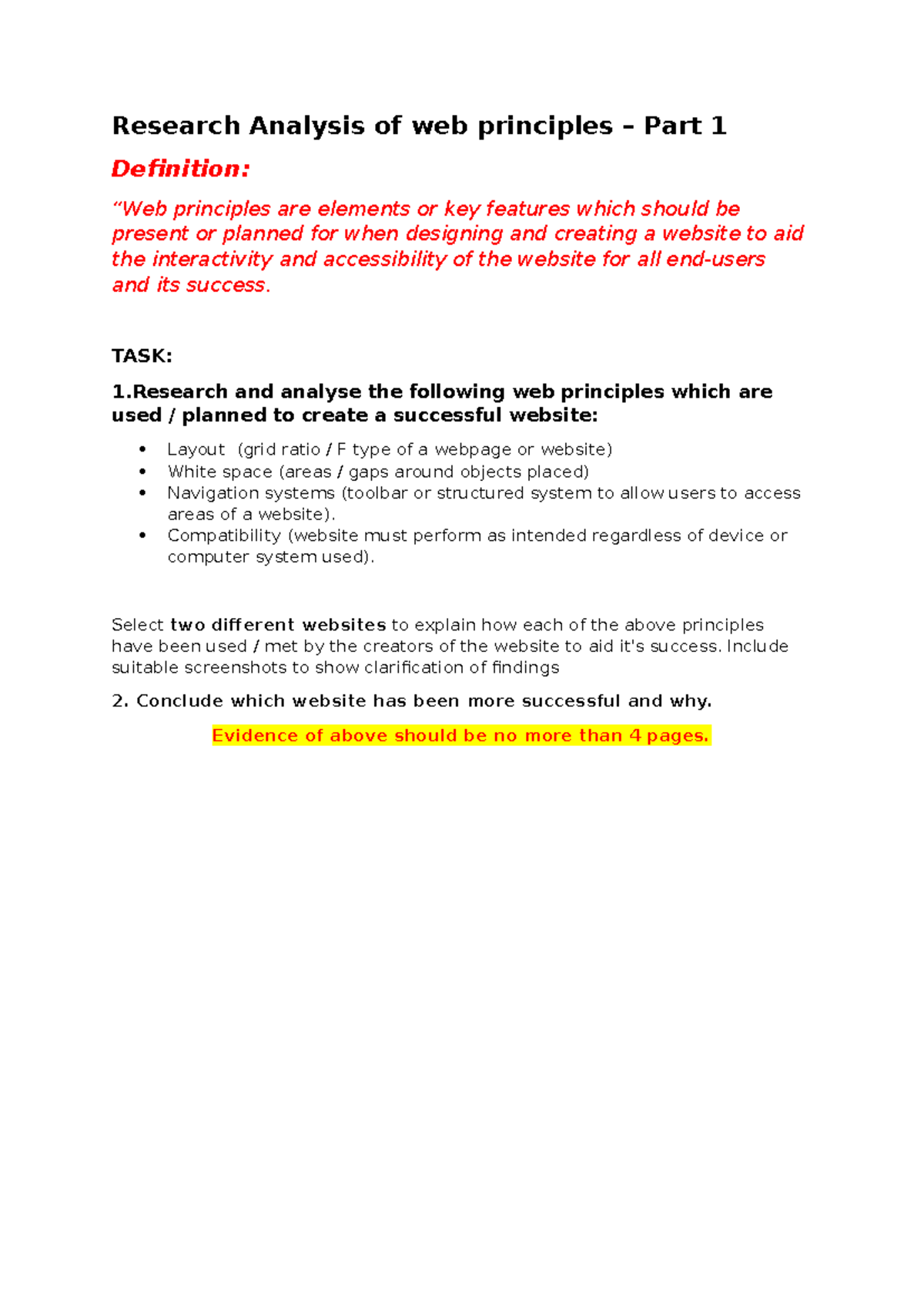 Research Analysis of Web Principles: Layout, Navigation & Success - Studocu