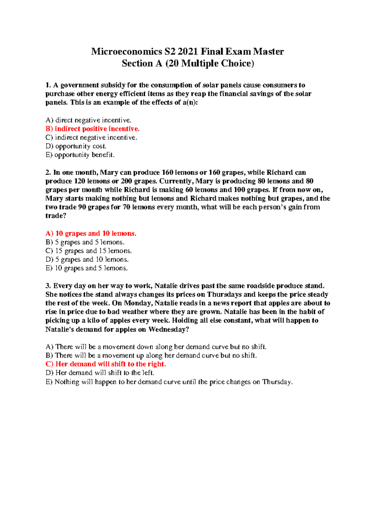 Microeconomics S2 2021 Final Exam Comprehensive Guide - Studocu