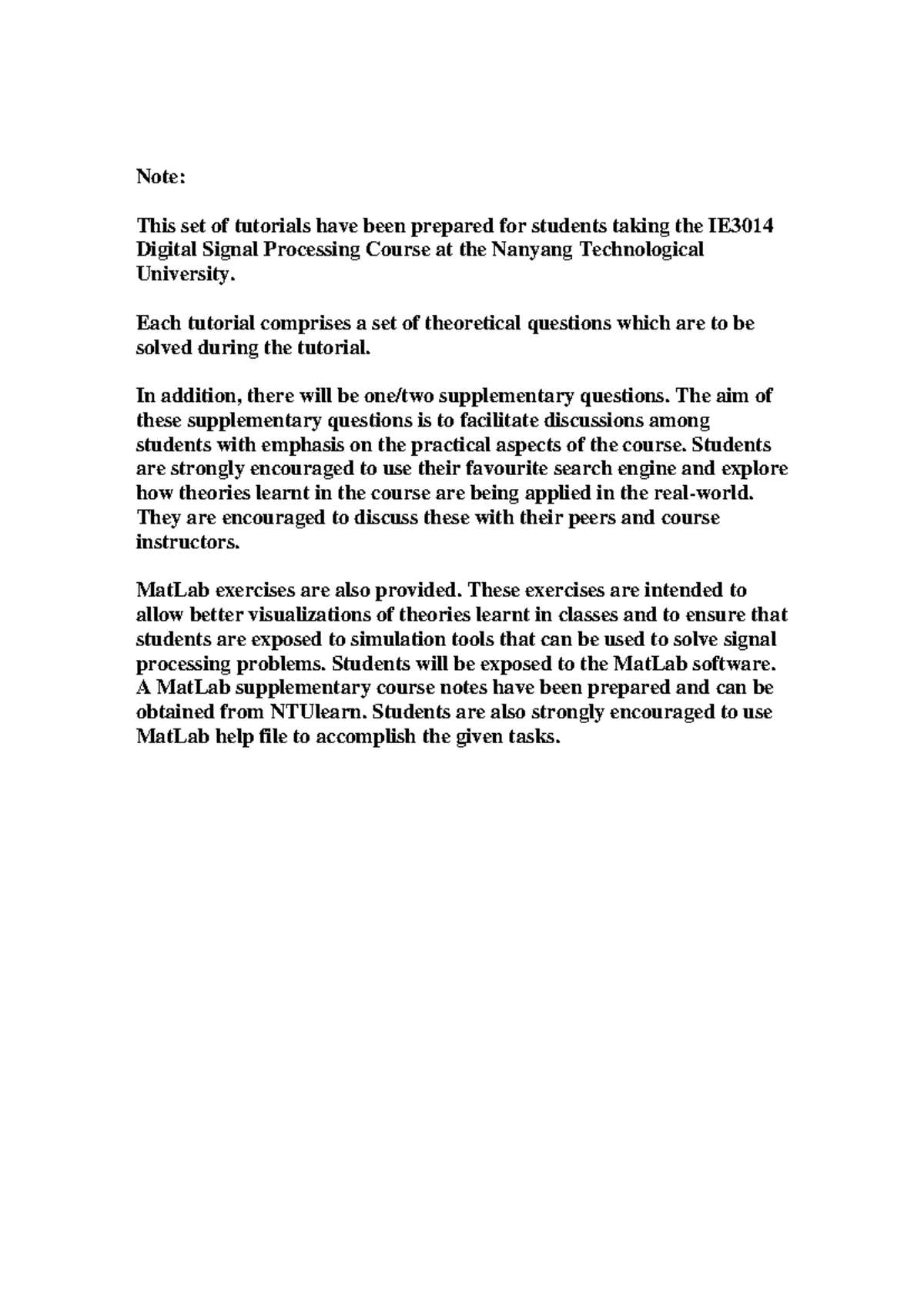 Tutorial 1to7 - TUT qn - Note: This set of tutorials have been prepared ...