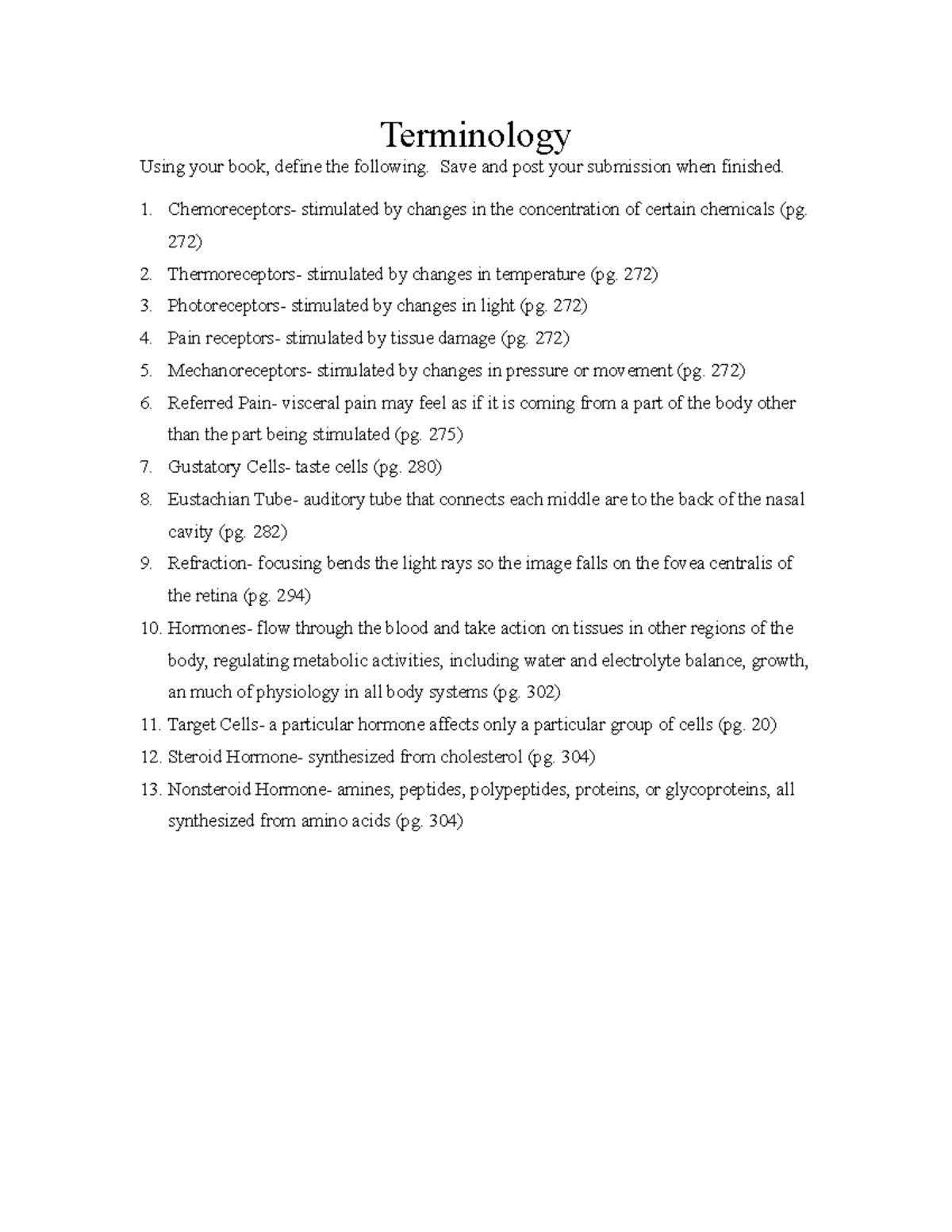 Terminology Notes for Chapters 10-11 (HD) - Studocu