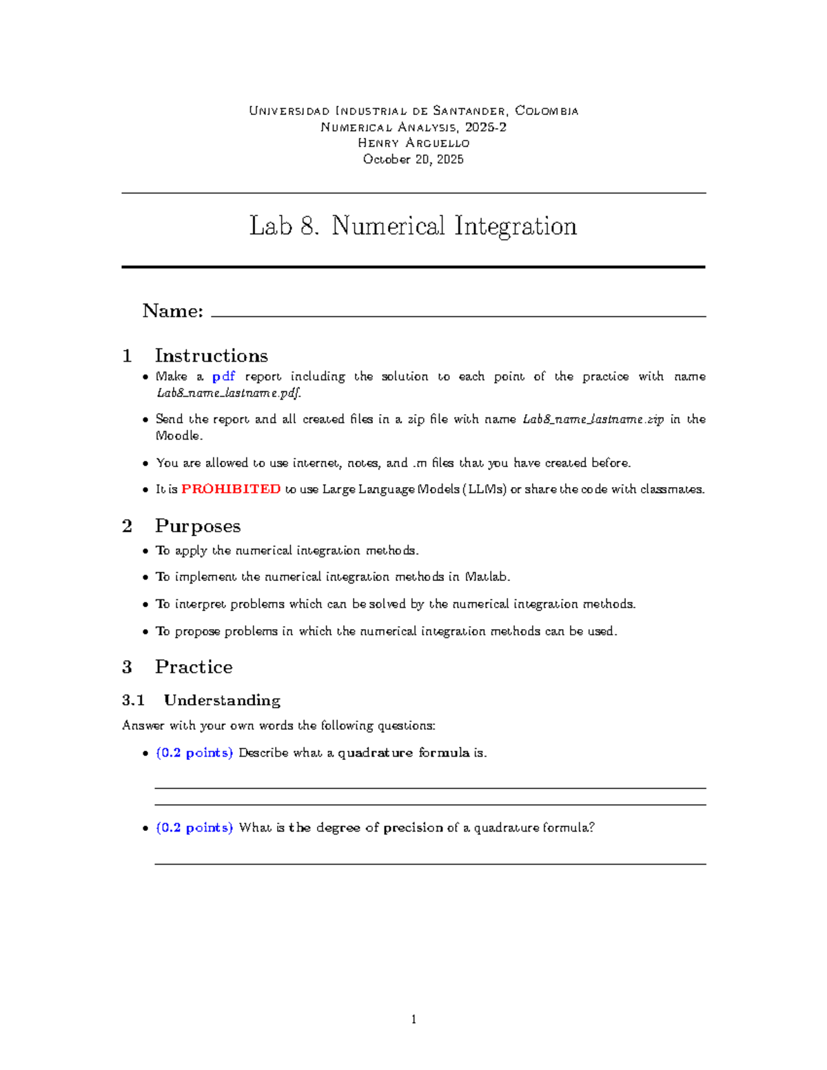 Lab 8: Numerical Integration - UIS Colombia - Studocu