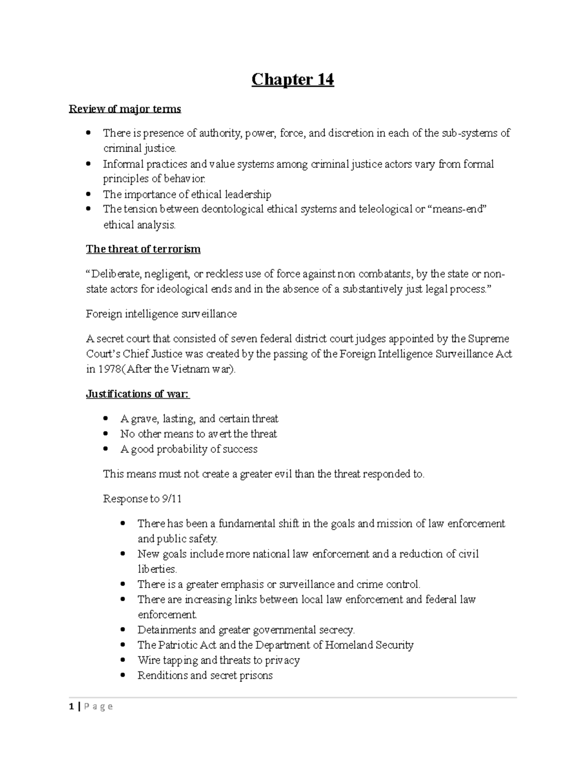 Chapter 14 - Ethics in Criminal Justice Lecture Notes and Analysis ...