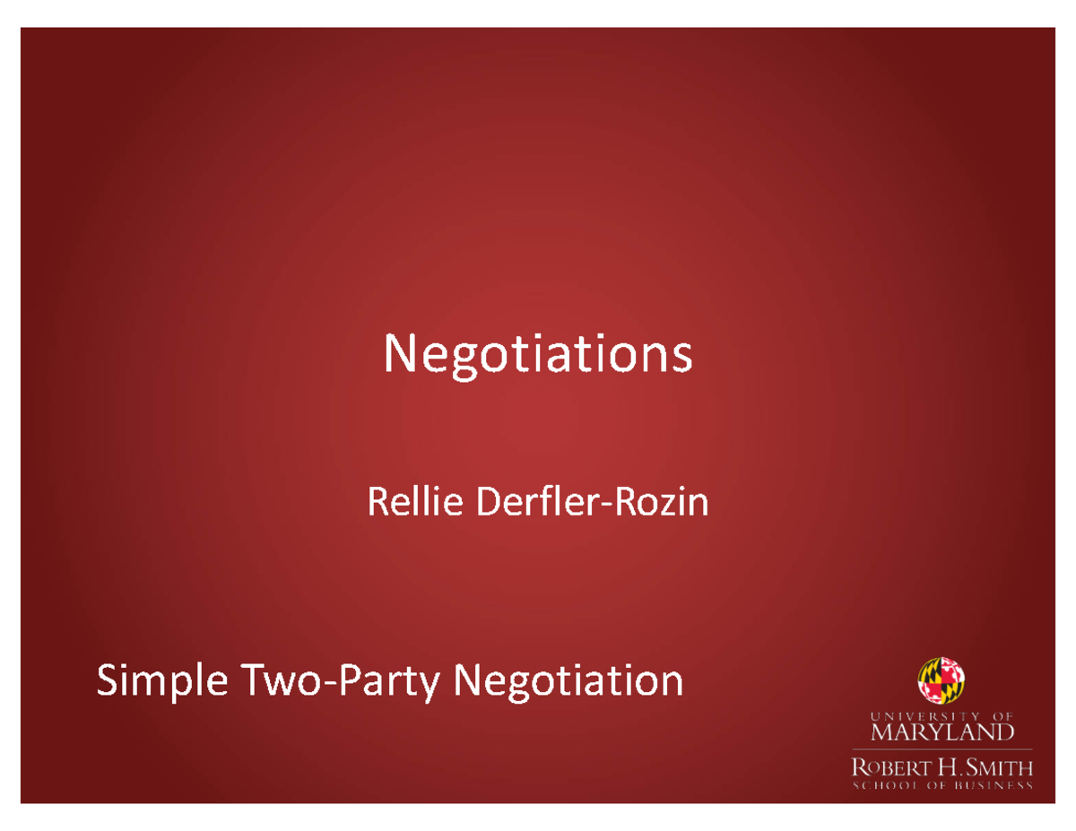 Negotiation Strategies and Tactics: Insights from Class 20502 - Studocu