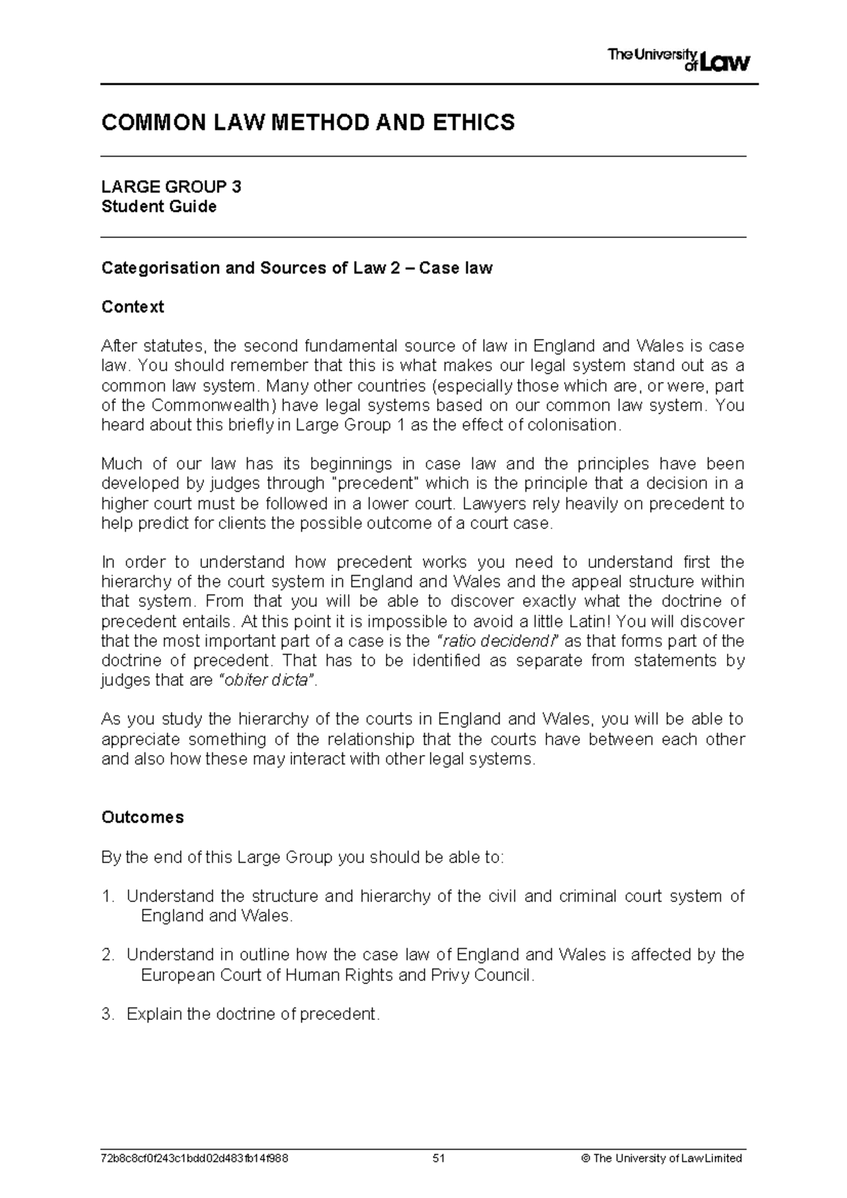2324 CLME LG03 CE01: Common Law Method & Ethics Student Guide - Studocu