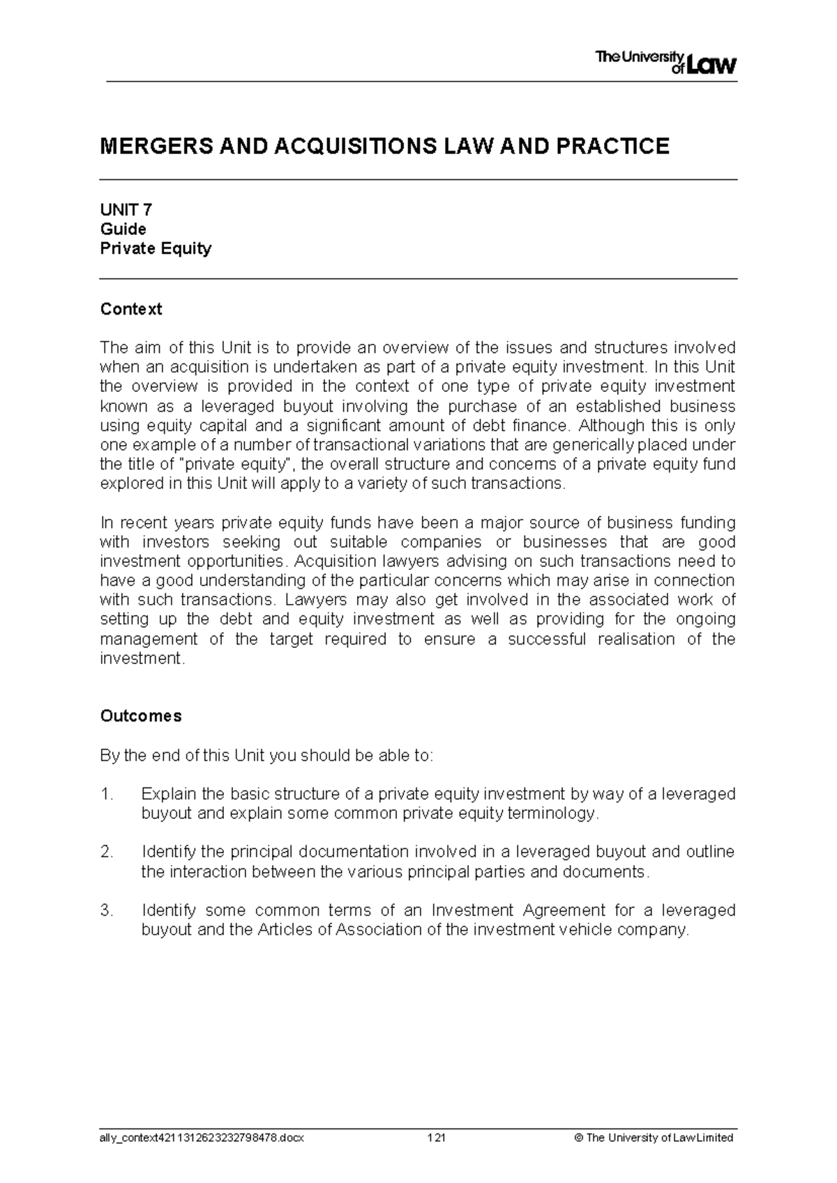 2324 macq ws07 ce01 guide - Tagged - MERGERS AND ACQUISITIONS LAW AND ...