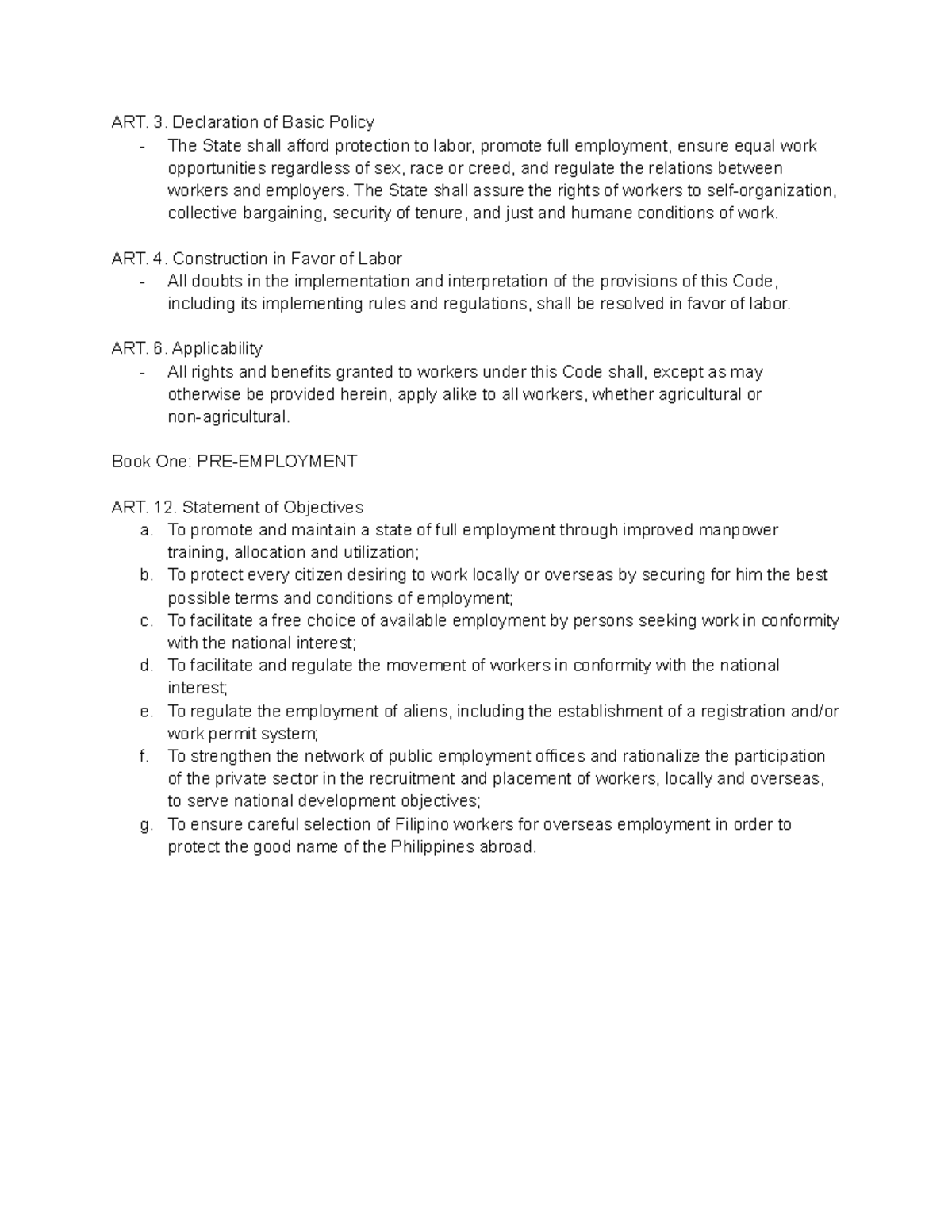 Labor Code Articles: Key Policies on Employment and Workers' Rights ...