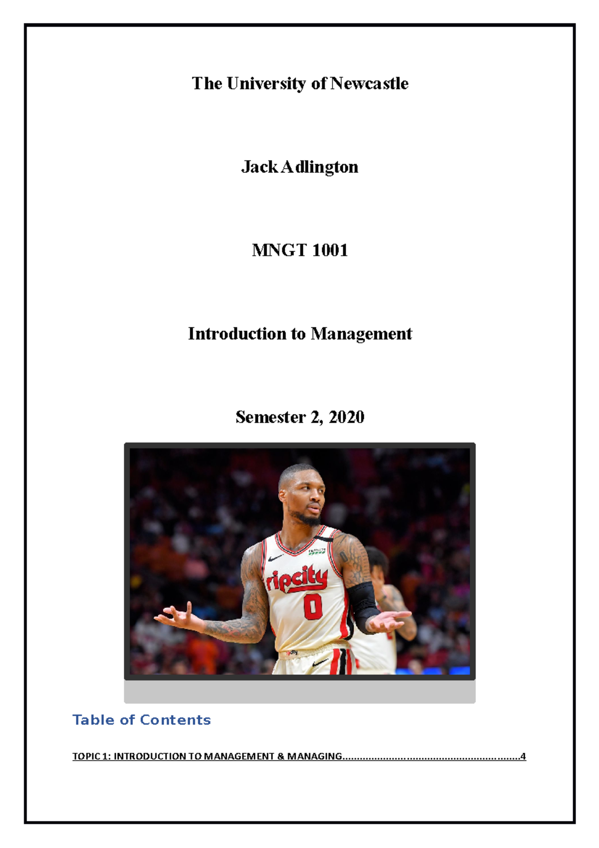 MNGT 1001 Lecture Notes: Introduction to Management (Weeks 1-13) - Studocu