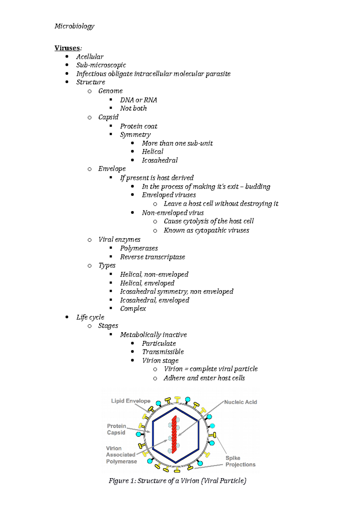 Viruses Lecture Notes - Microbiology Viruses: Acellular Sub-microscopic ...