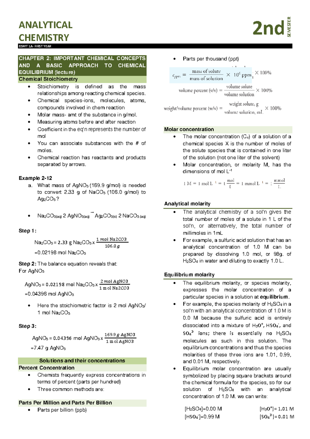 Introduction to Analytical Chemistry: Key Concepts & Equilibrium (BSMT ...