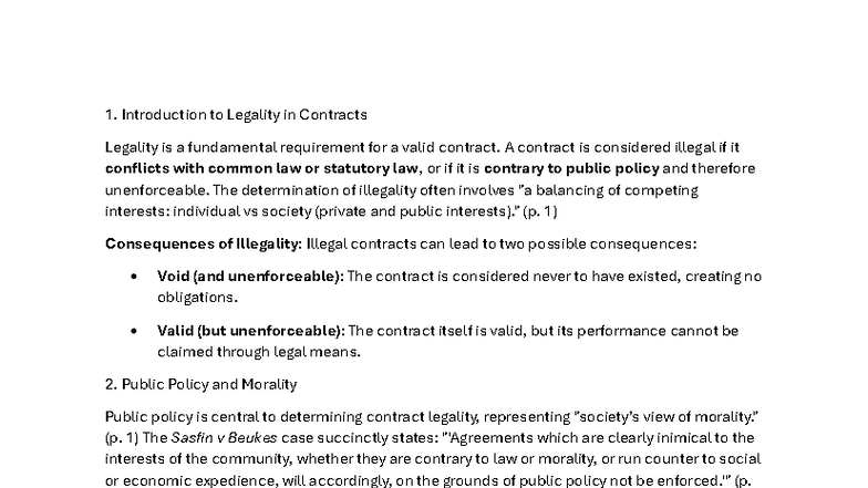 Chapter 7: Legality in Contracts - Understanding Illegality and Public ...