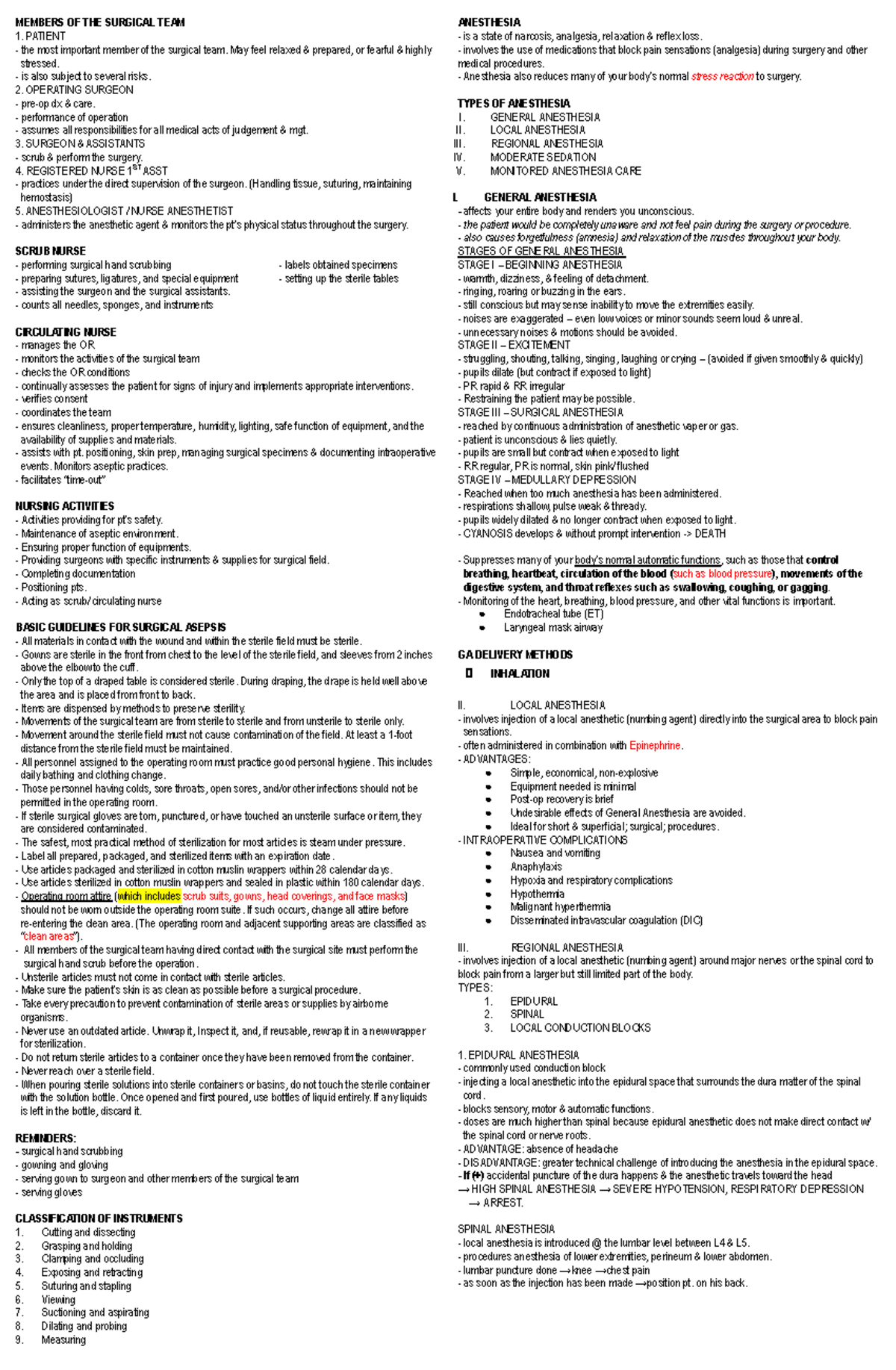 Members of the surgical team: roles and responsibilities overview - Studocu