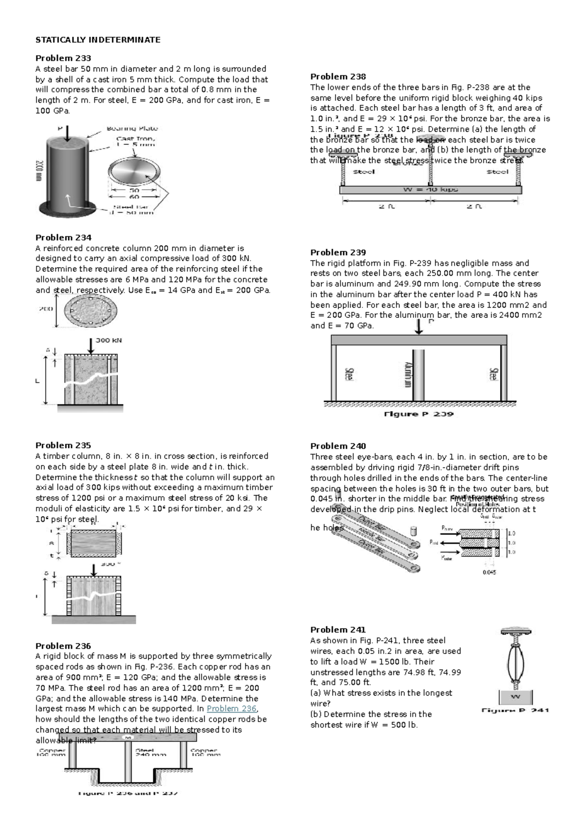 Statically Indeterminate & Thermal Stresses Problems (ENGR 101) - Studocu