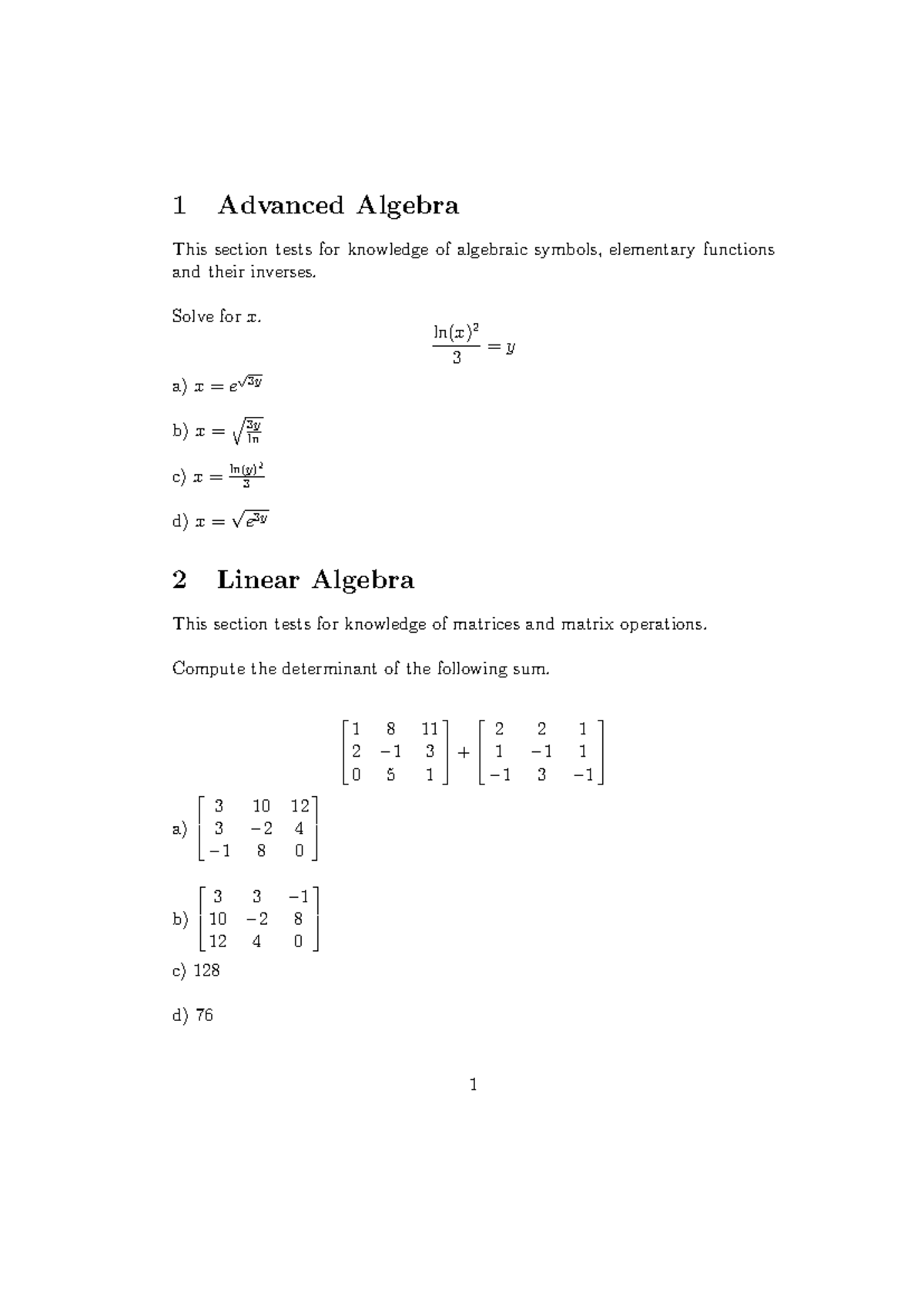 QPT Example Questions: Advanced Algebra Final Review - Studocu