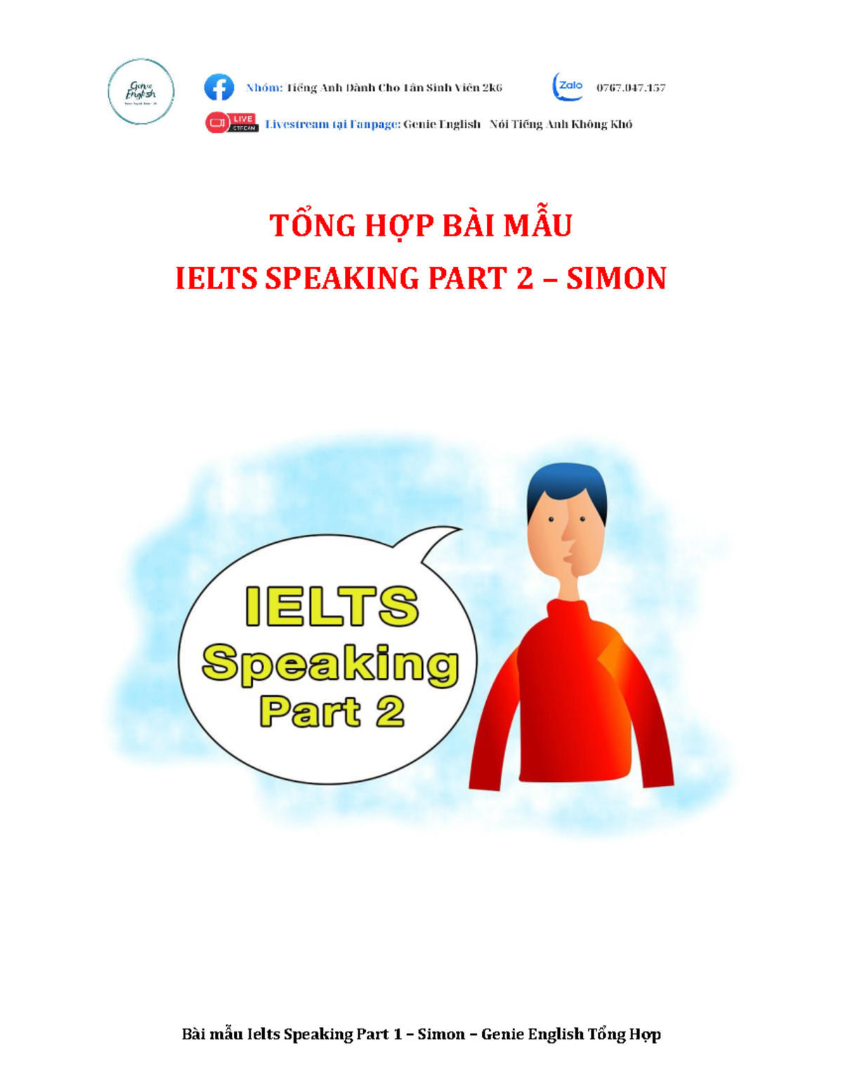 Tổng Hợp Bài Mẫu IELTS Speaking Part 2 - Simon - Studocu