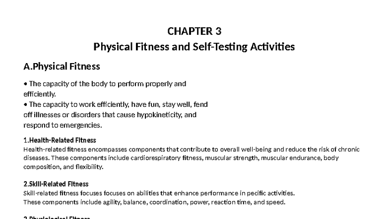 CHAPTER 3 Physical Fitness and Activities Review for P.E. - Studocu