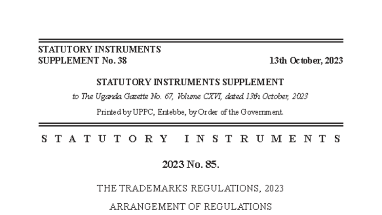 Trademarks Regulations 2023 - Statutory Instruments Supplement No. 38 ...