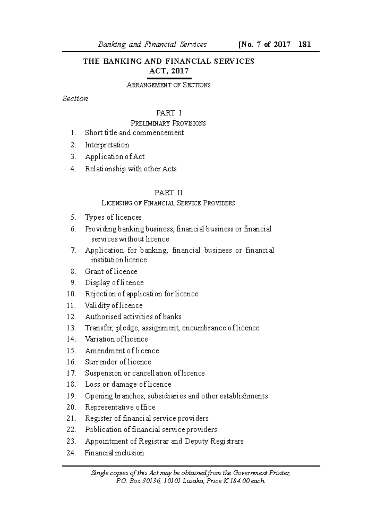 Banking and Financial Services Act 2017: Comprehensive Overview - Studocu