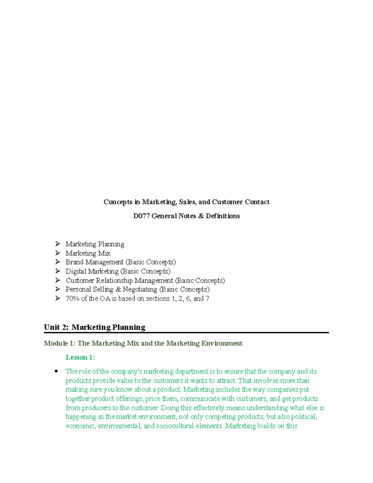 Organizational Behavior C715 Notes Part 1 - Organizational Behavior ...
