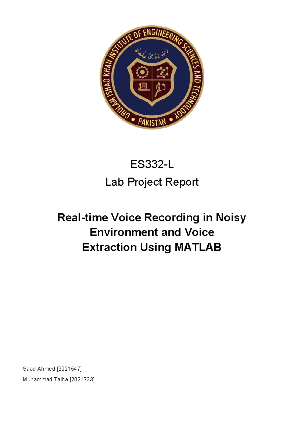 ES-332 Final Project: Real-time Voice Recording & Noise Reduction with ...