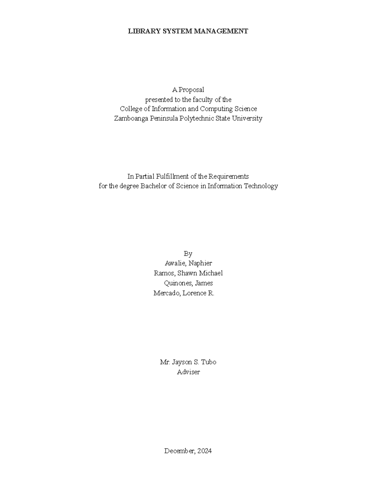 Proposal for a Computerized Library Management System (IT 101) - Studocu