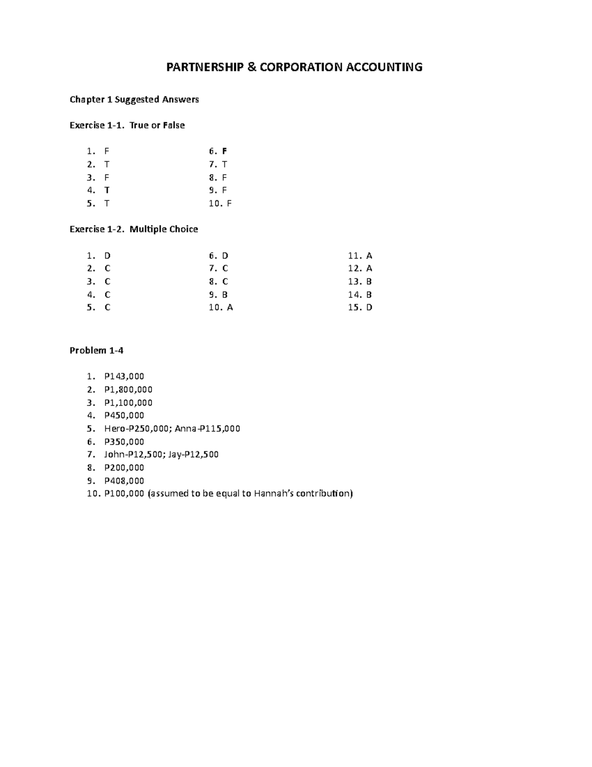 Ch2 suggested answers - PARTNERSHIP CORPORATION ACCOUNTING Chapter 1 ...