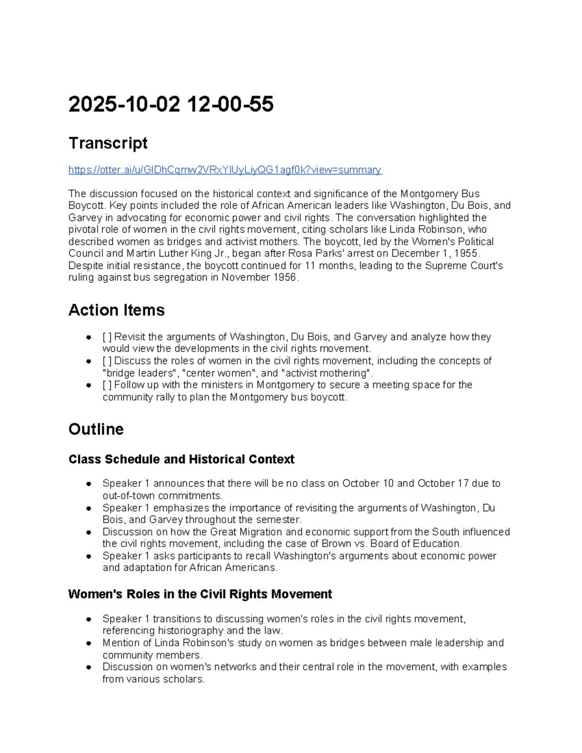 Women's Contributions and Key Events in the Civil Rights Movement (HIST ...