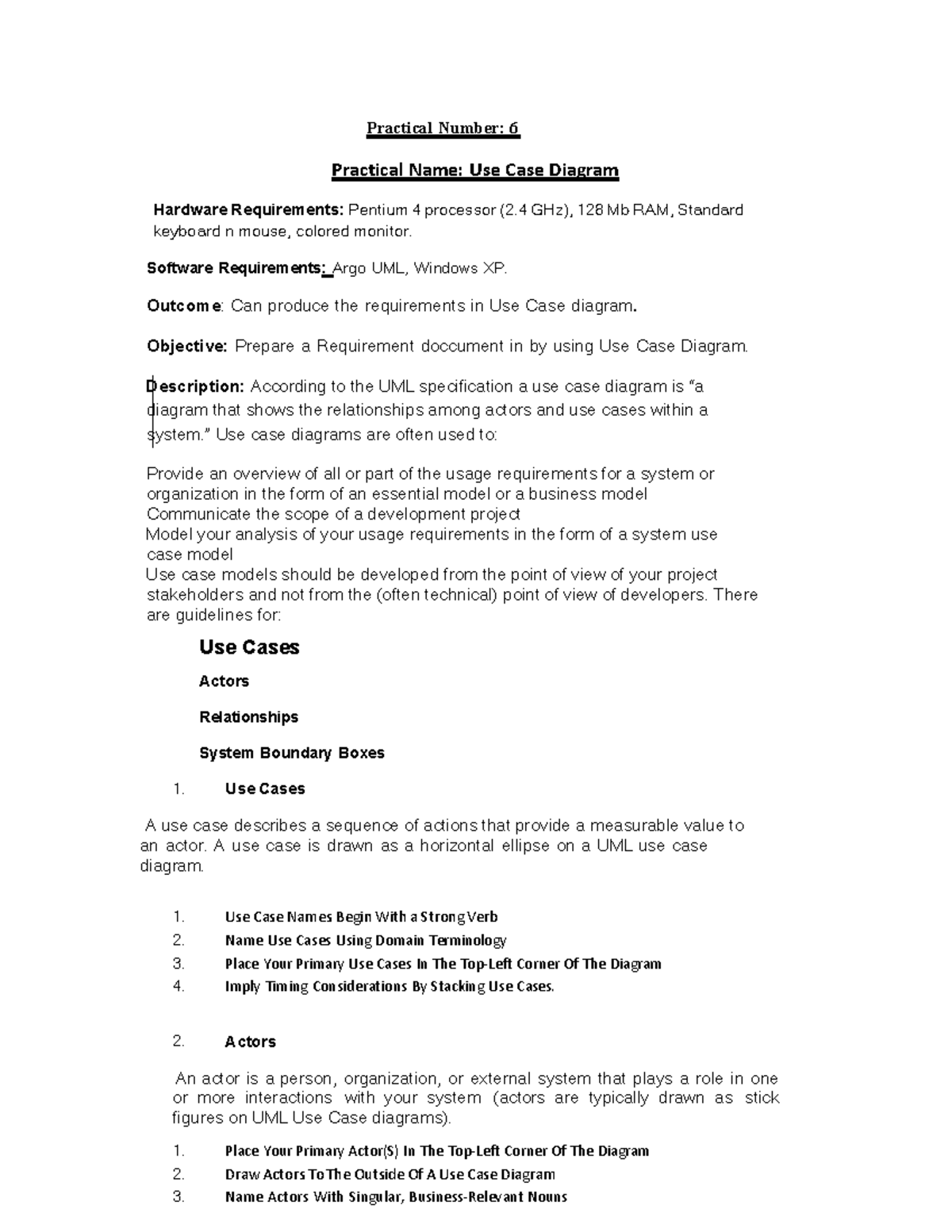Exp 6 - Use Case Diagram Overview and Guidelines - Studocu