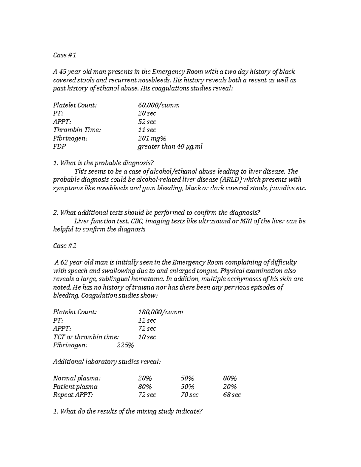 Coagulation Case Studies and Implications for Diagnosis and Treatment ...