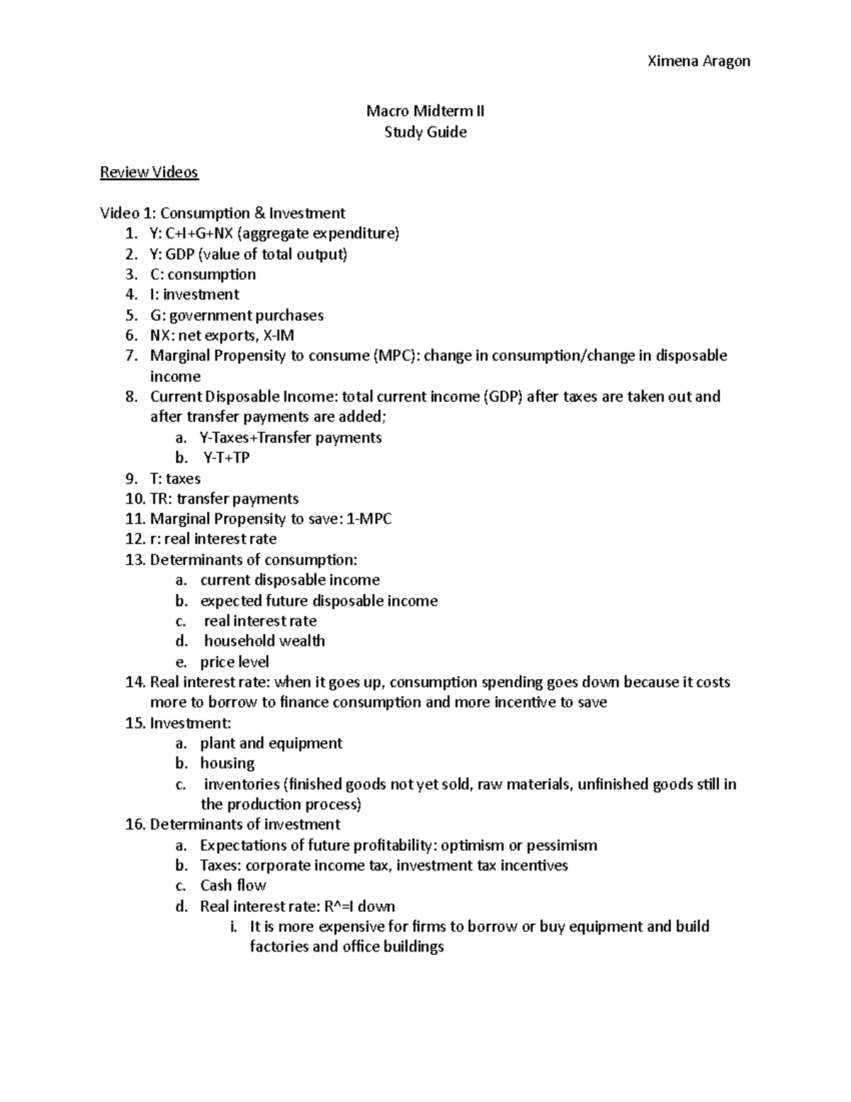 Macro Midterm II Study Guide: Key Concepts & Review Notes - Studocu