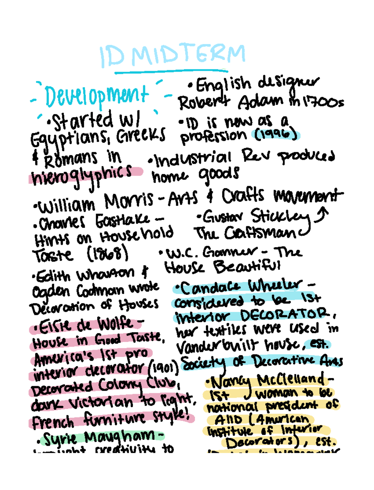 ID Midterm Review - History of Interior Design and Principles - Studocu