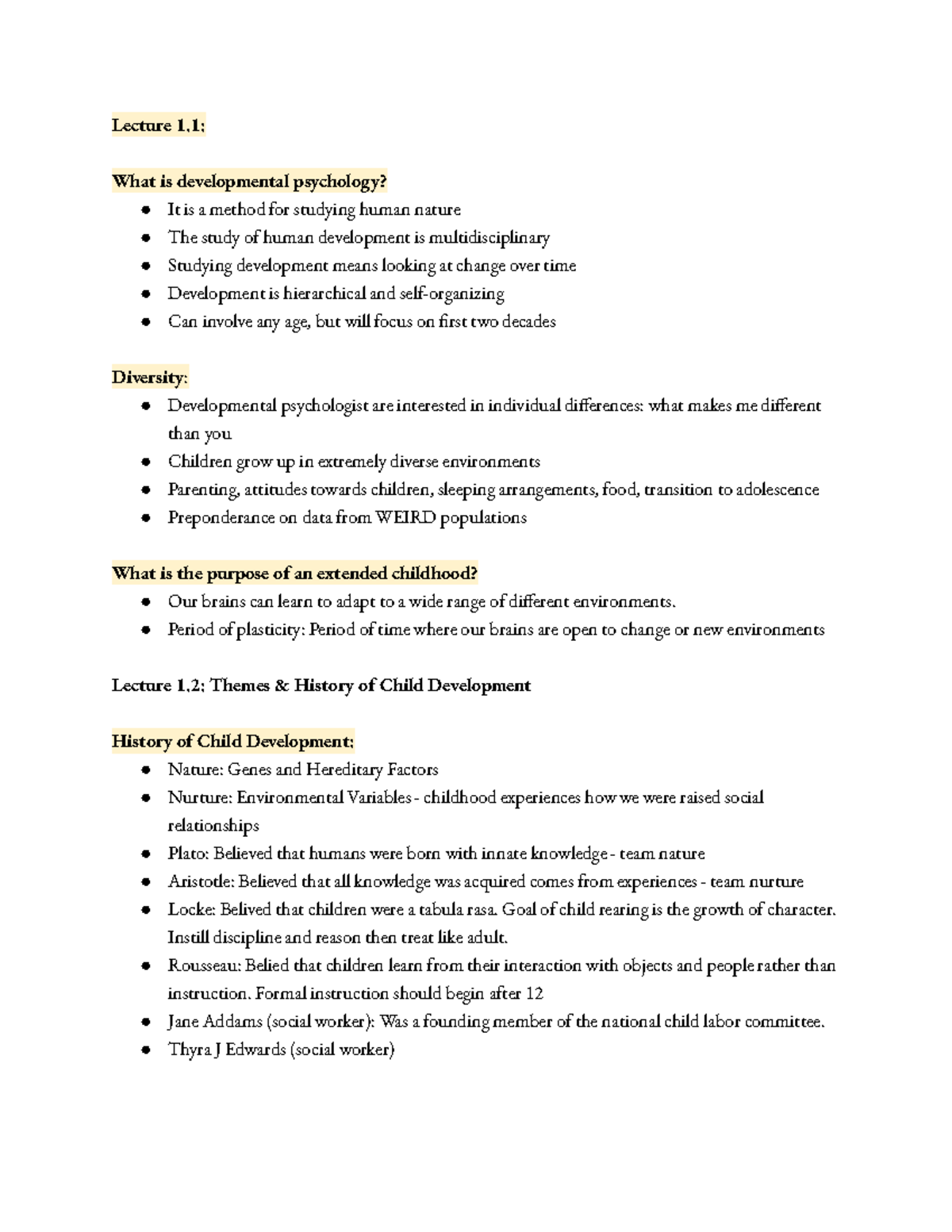 Psych 130: Lecture 1.1-1.2 on Developmental Psychology Concepts - Studocu