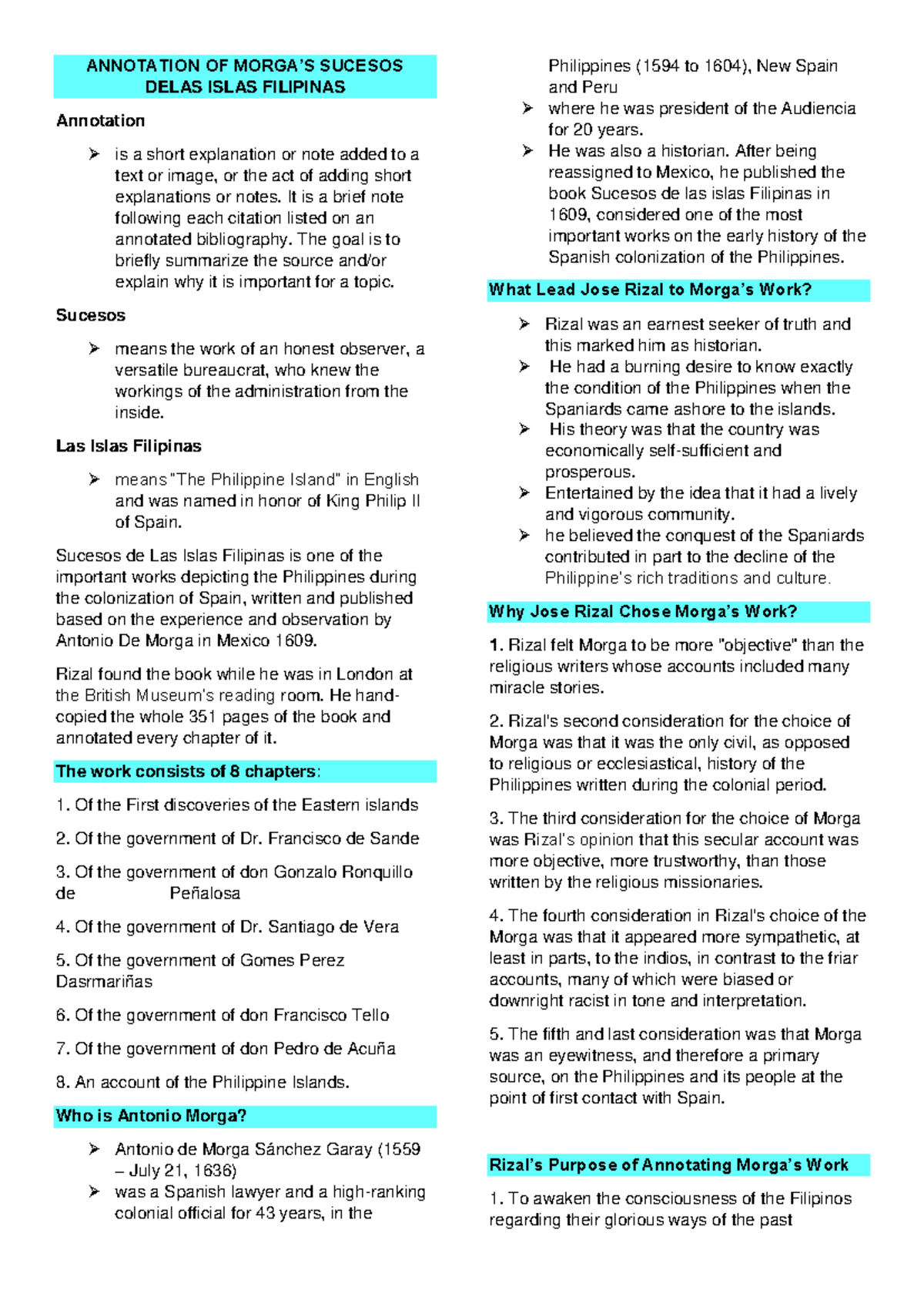 Midterm Reviewer: Annotation of Rizal's Morga's Sucesos (RIZAL 101 ...