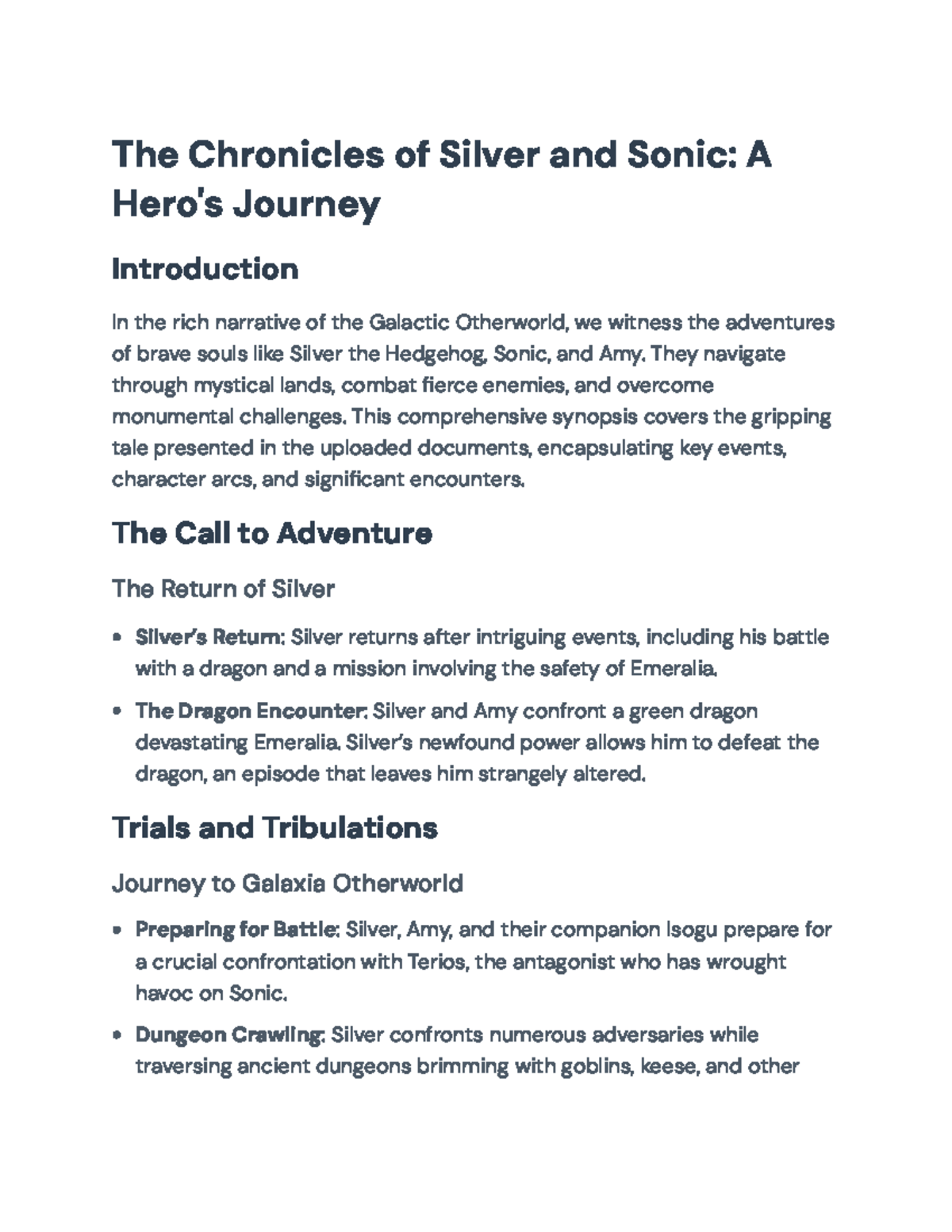 The Chronicles of Silver and Sonic: Epic Hero's Journey Summary - Studocu