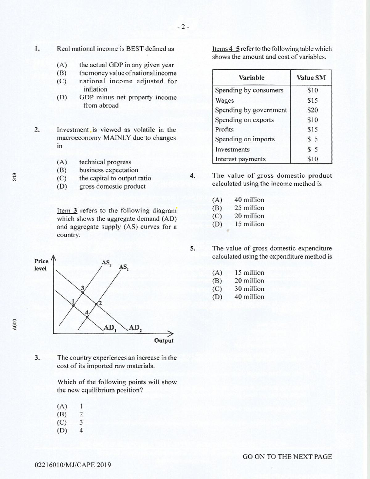 CAPE Economics 2019 Unit 2 Paper 1 Exam Review and Analysis - Studocu