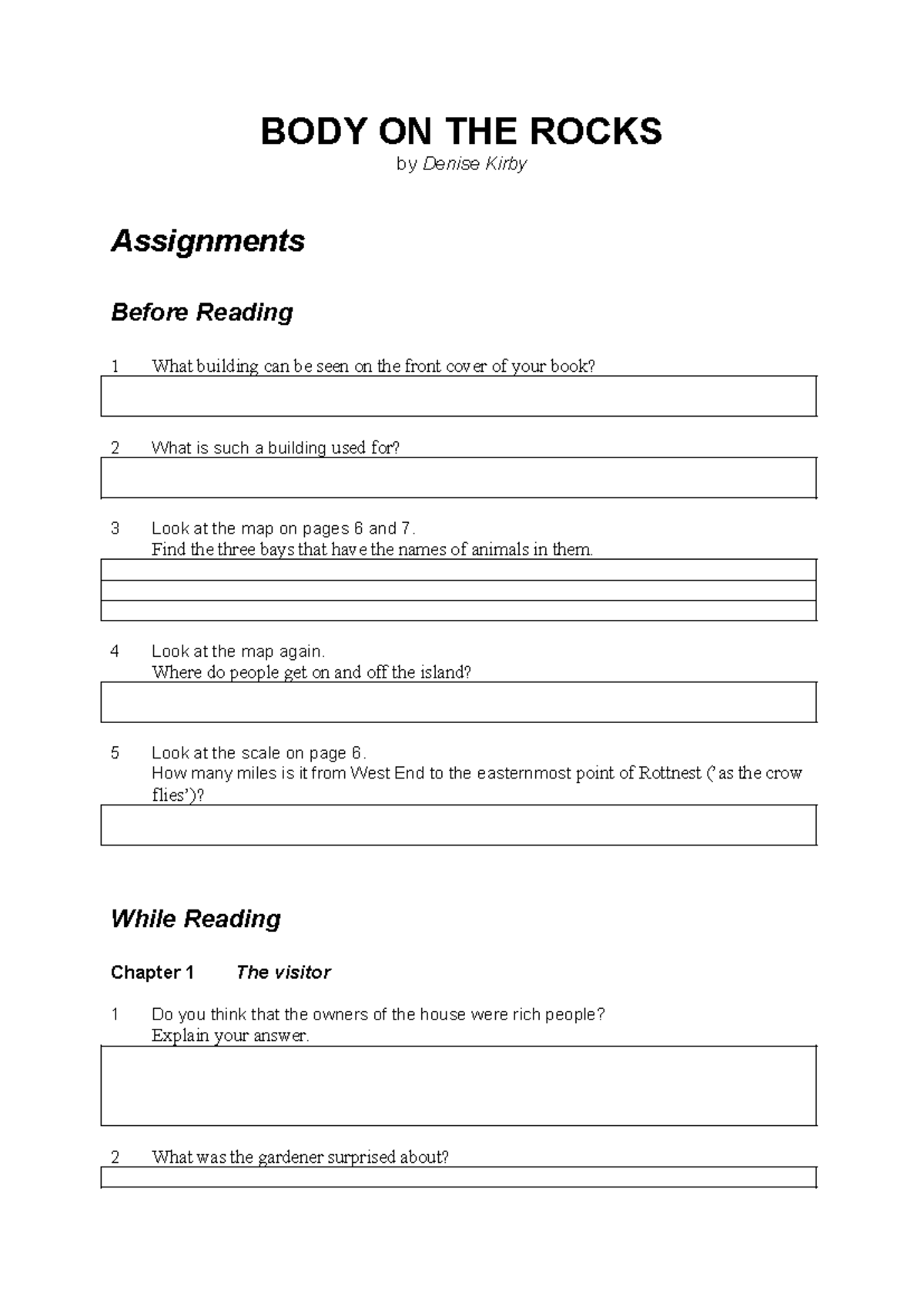 Body on the Rocks Assignments - Study Questions and Activities ...