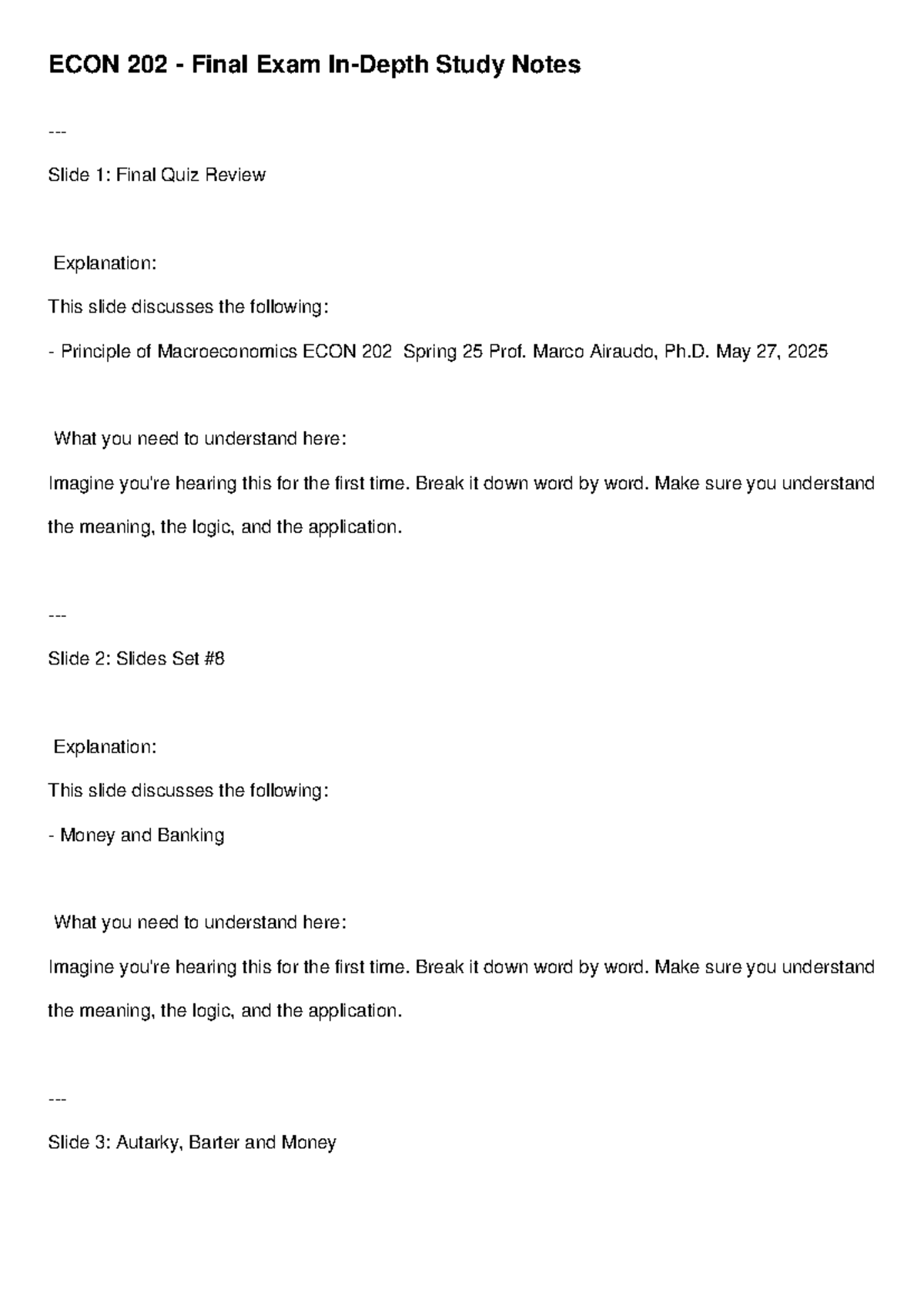 ECON 202 Final Exam Study Notes: Comprehensive Review Guide - Studocu