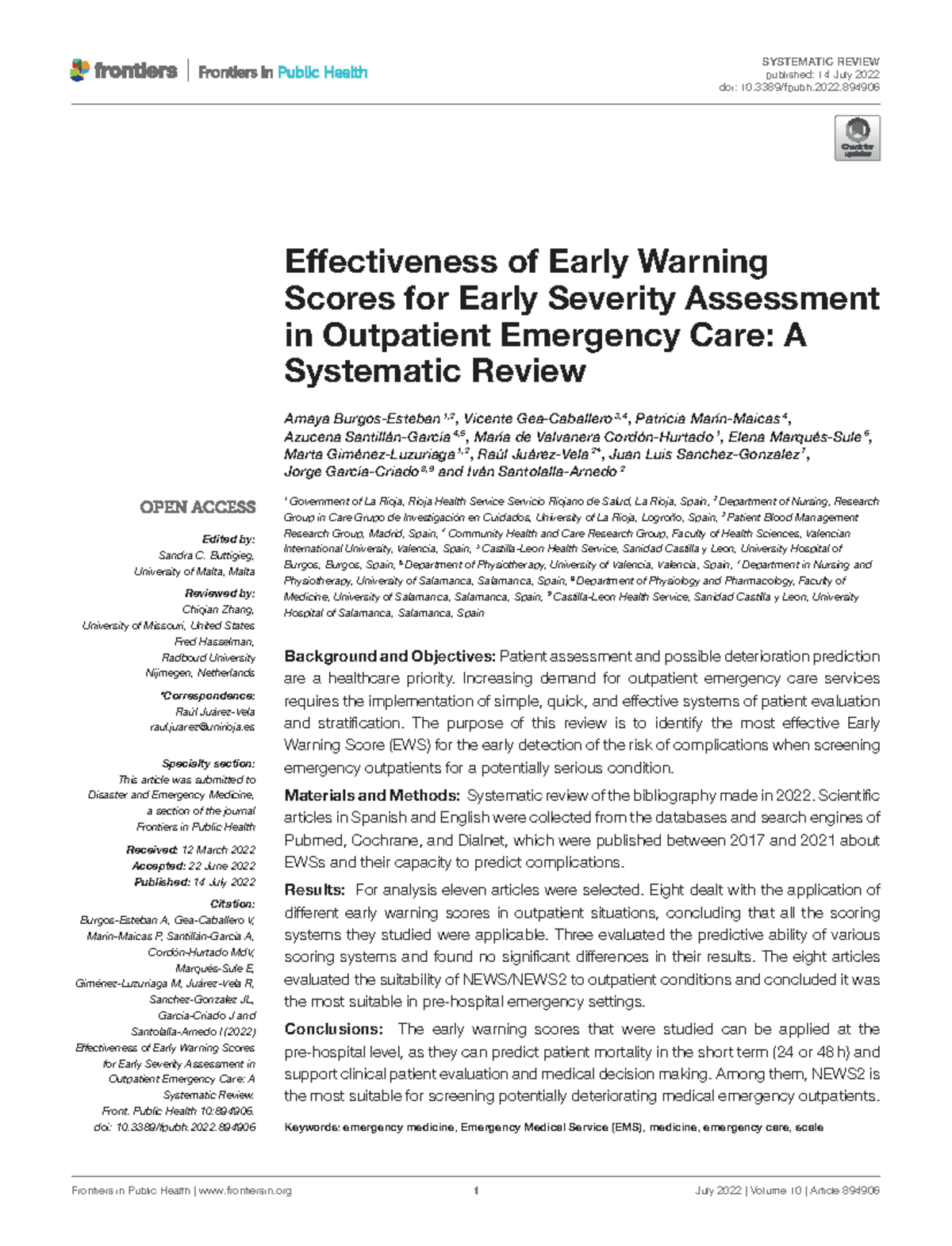 Fpubh-10-894906: Systematic Review of Early Warning Scores in ...