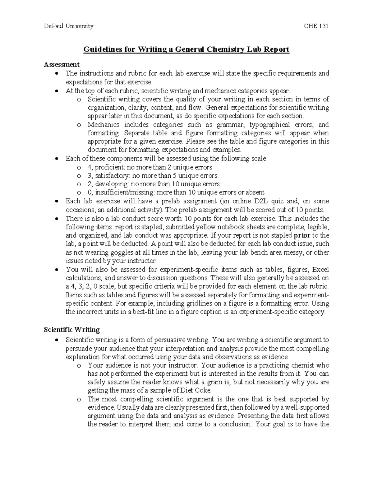 Guidelines for Writing a Chemistry Lab Report - AQ22 - Studocu