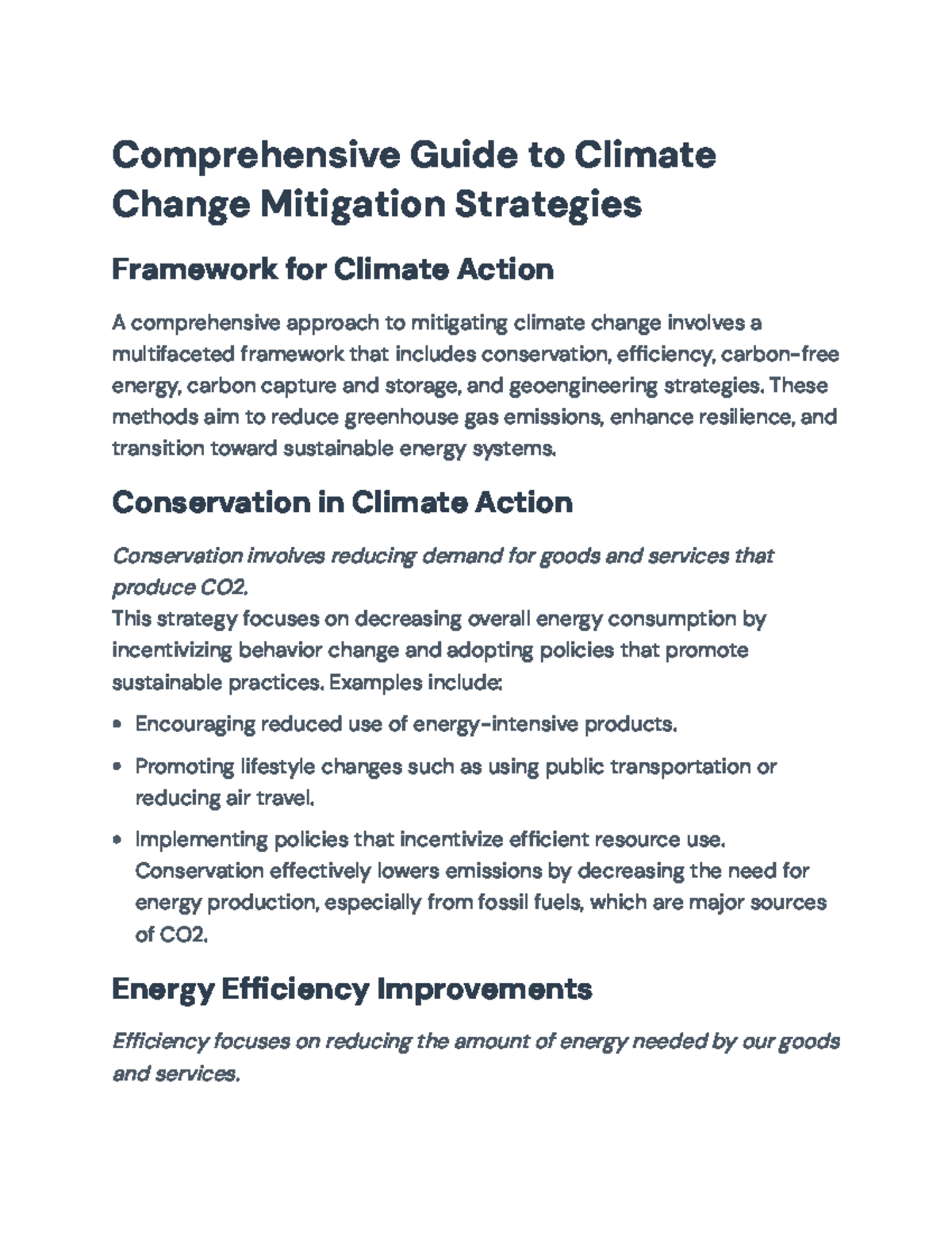 Comprehensive Guide to Climate Change Mitigation Strategies (ENV 101 ...