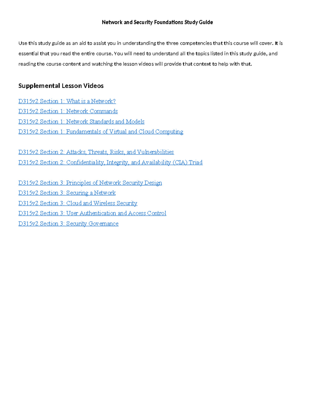 D315 Network & Security Foundations Study Guide: Key Concepts ...