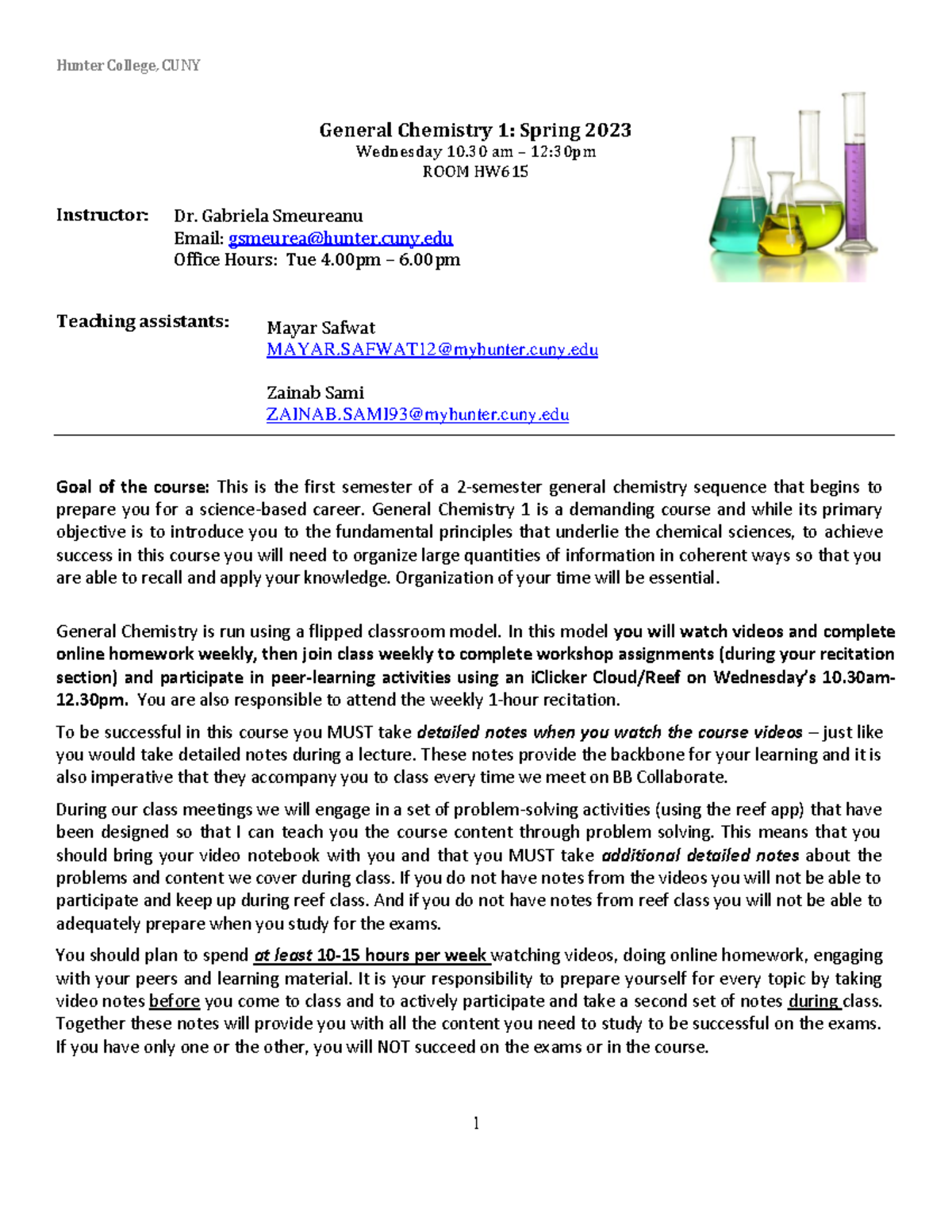 General Chemistry 1 Syllabus: CHEM 10200 - Spring 2023 - Studocu